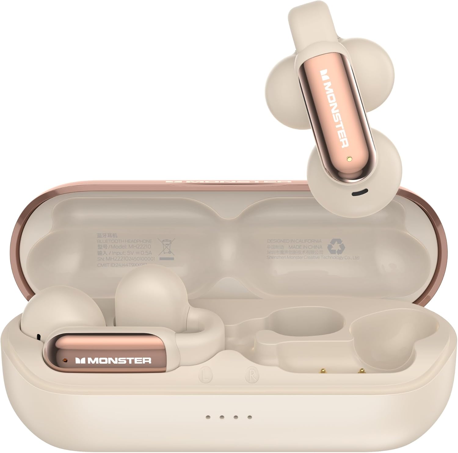 Monster AI Translation Earbuds Open AC601, 3-in-1 Translator Wireless Earbuds, Bluetooth 6.0 Open Earbud with 115 Languages Translation, Real-Time AI & Touch Control Wireless Headphone (Purple)