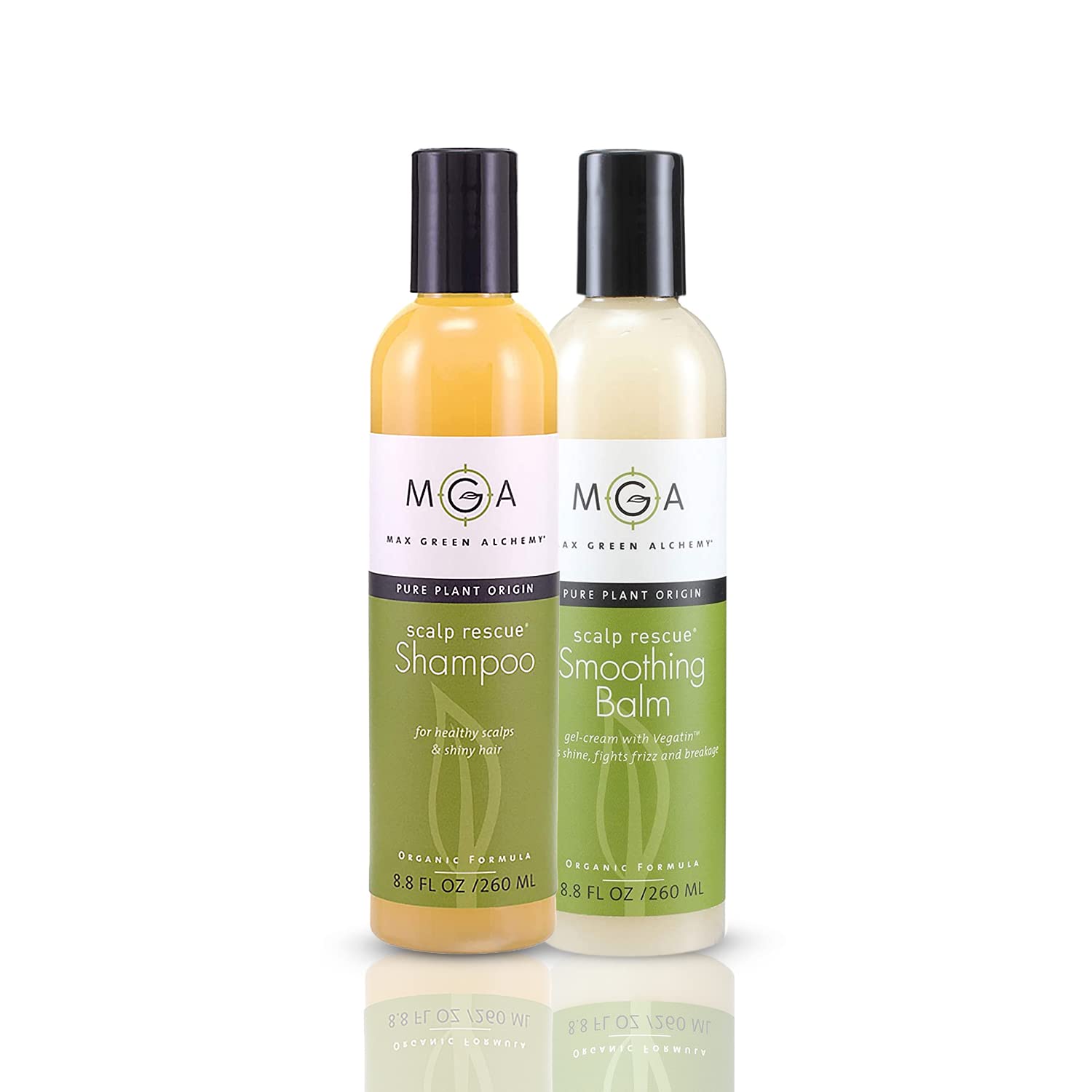 MGA Vegan Hair Shampoo & Smoothing Balm - Scalp Rescue Organic Formula for Nourishing Creamy | Curly Hair Care Products for Men & Women | Alcohol, Silicone & Sulfate Free Color Safe | 8.8Oz