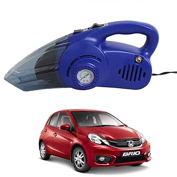 Oshotto 100W Heavy Duty Car Vacuum Cleaner Cum 120W Heavy Duty Air Compressor/Tyre Inflator (2 in 1) Compatible with Honda BRIO - (Blue)