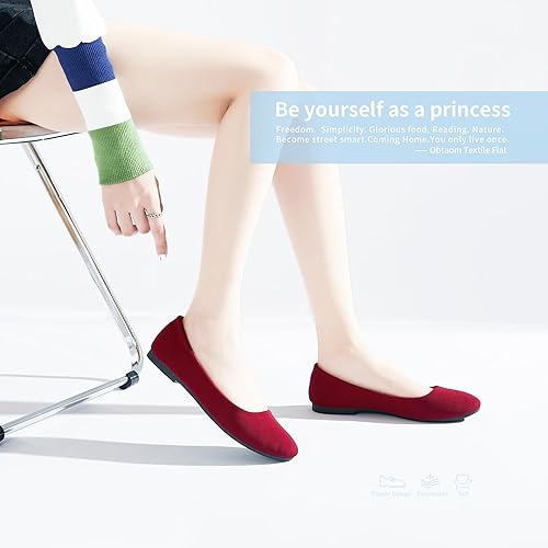 Miniatura 6 de Obtaom - Zapatos planos de vestir con punta redonda para mujer, sin cordones, estilo ballet, color negro