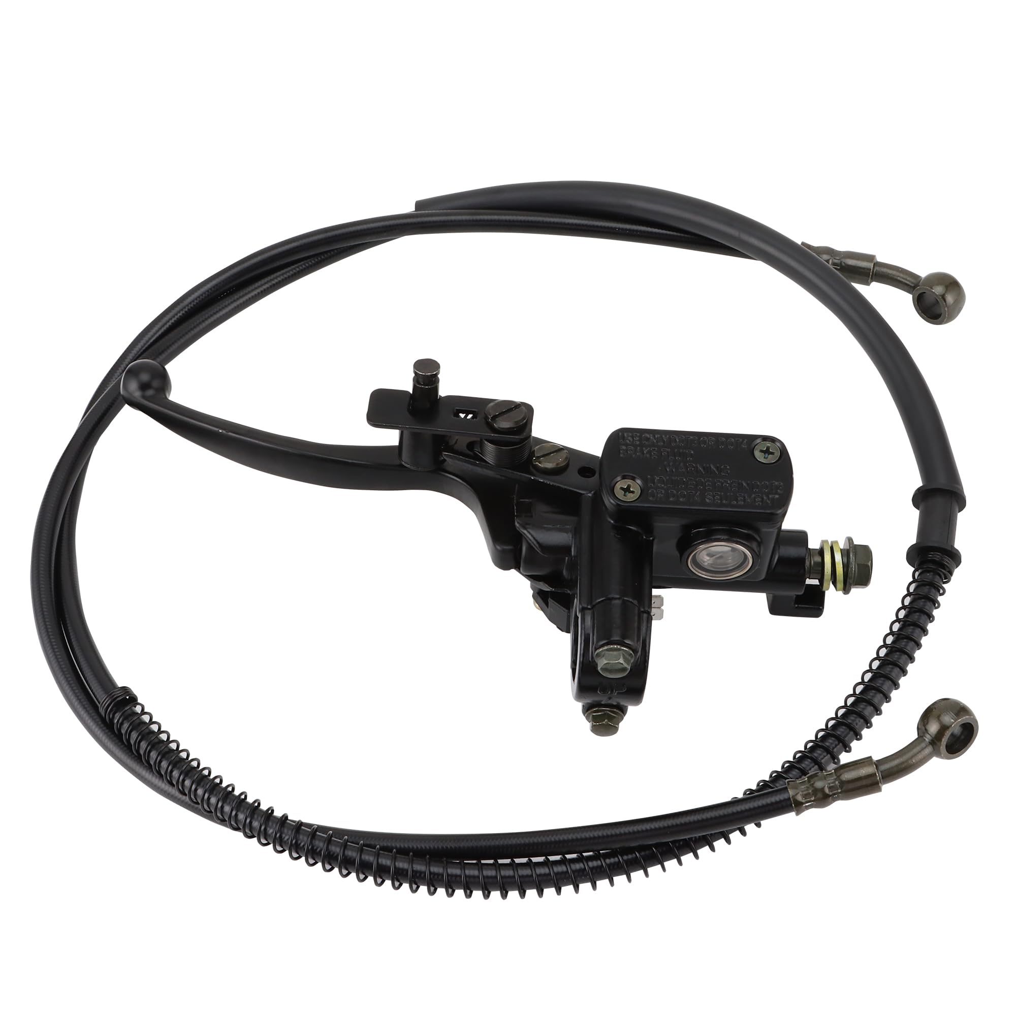 WOOSTAR Izquierda Palanca del Cilindro Maestro de Freno Hidráulico con Calbe Reemplazo para 50cc 70cc 90cc 110cc 125cc 150cc ATV Quad Ciclomotor Scooter Dirt Pit Bike