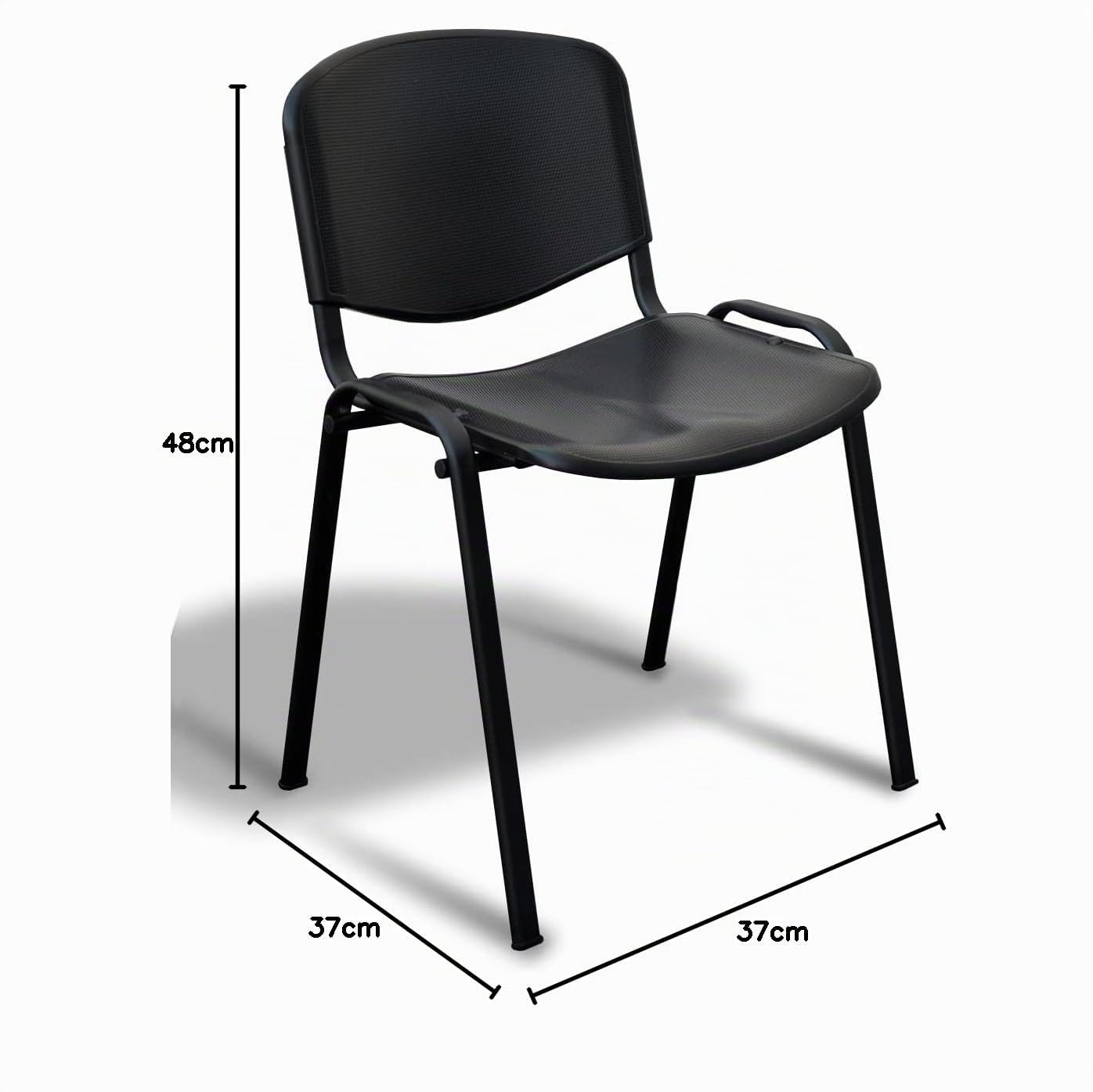 IDEALSEDIE SEDIA FISSA 4 GAMBE CON TELAIO IN ACCIAIO VERNICIATO NERO, SEDILE E SCHIENALE IN PLASTICA COLORATA, TELAIO IMPILABILE (nero)