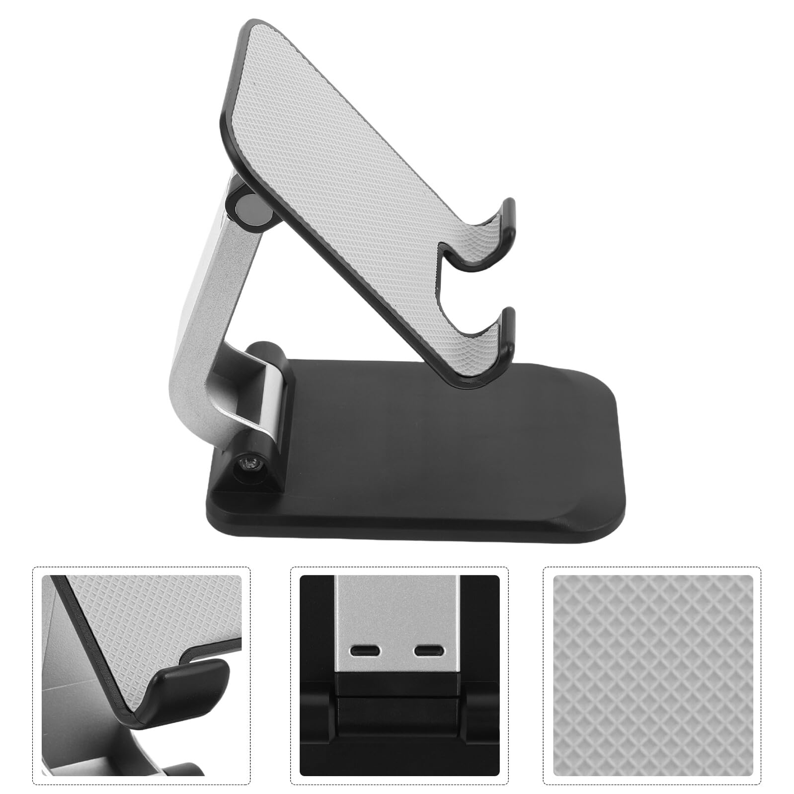 4 Piezas Soporte de Escritorio para Teléfono Móvil y Tableta de Aleación de Aluminio, Plegable y Ajustable, Base Antideslizante, Soporte Compacto para Oficina, Hogar y Viaje, Color
