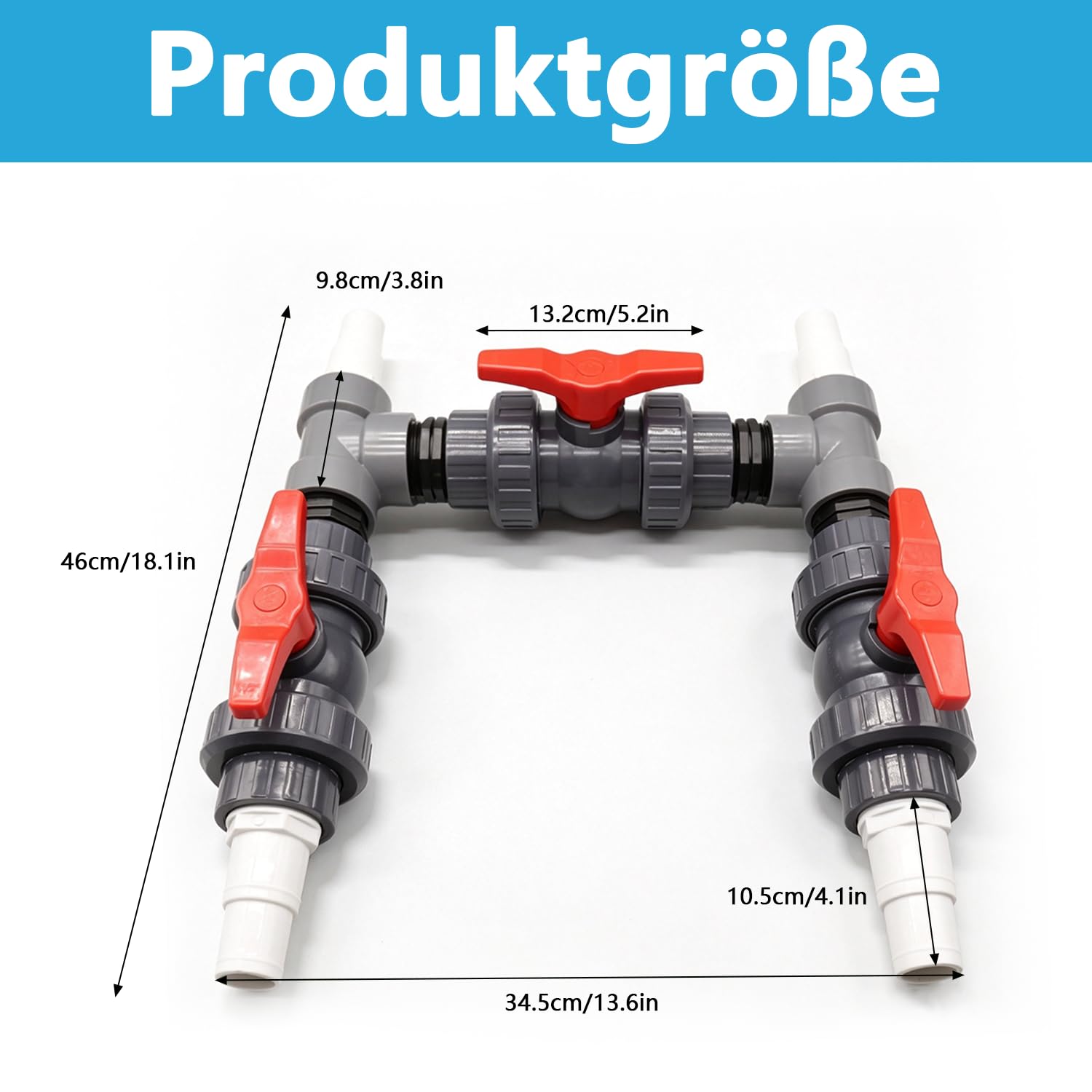 Set Bypass per piscina, diametro 50 mm, pompa di calore, set di collegamento per piscina con tubi da 32/38 mm e adattatori, regolazione del flusso d'acqua, per riscaldamento solare, impianti