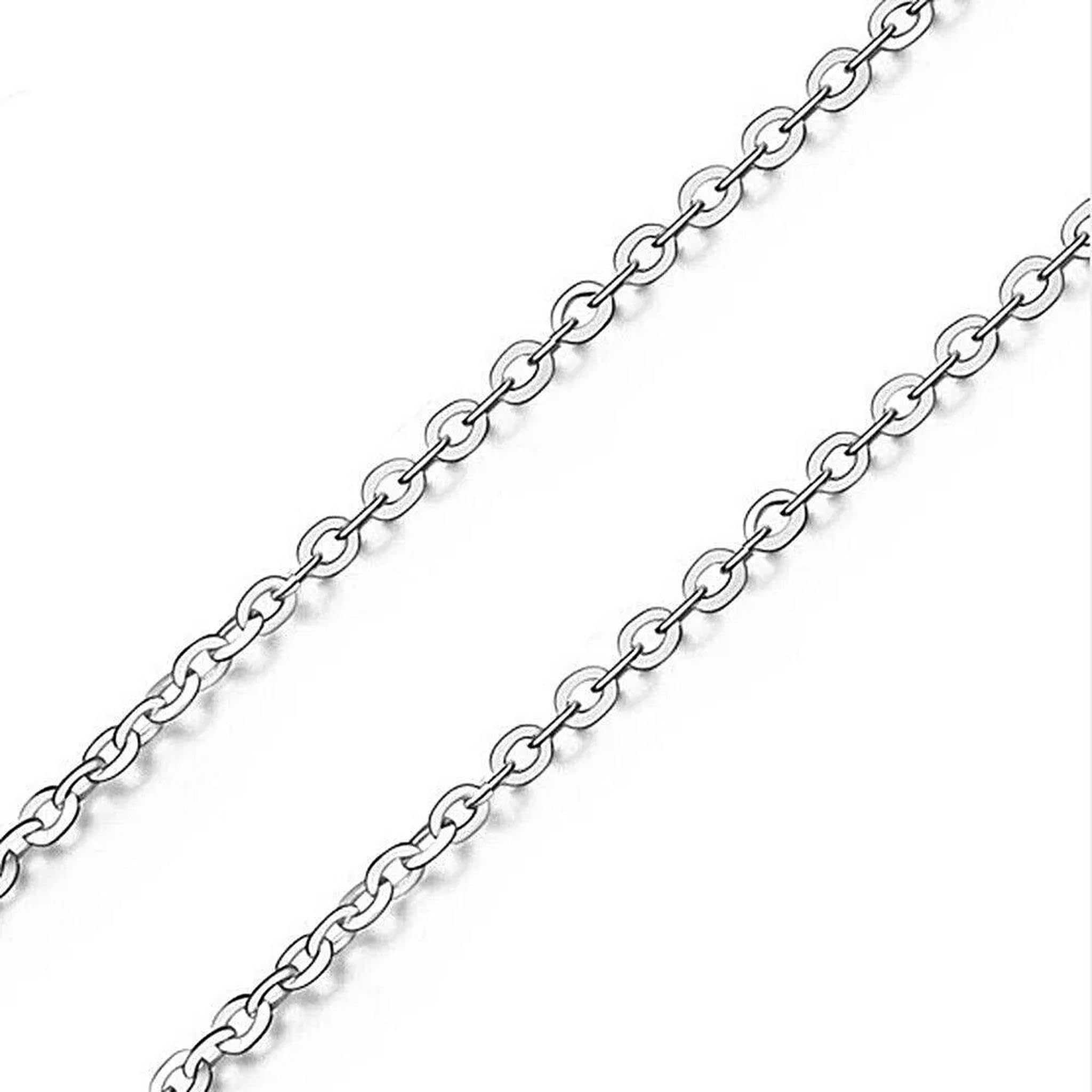 Halskette aus reinem 18 Karat Weißgold AU750, 1 mm Glieder, Rolo-Kette, 45,7 cm, 750C002-18