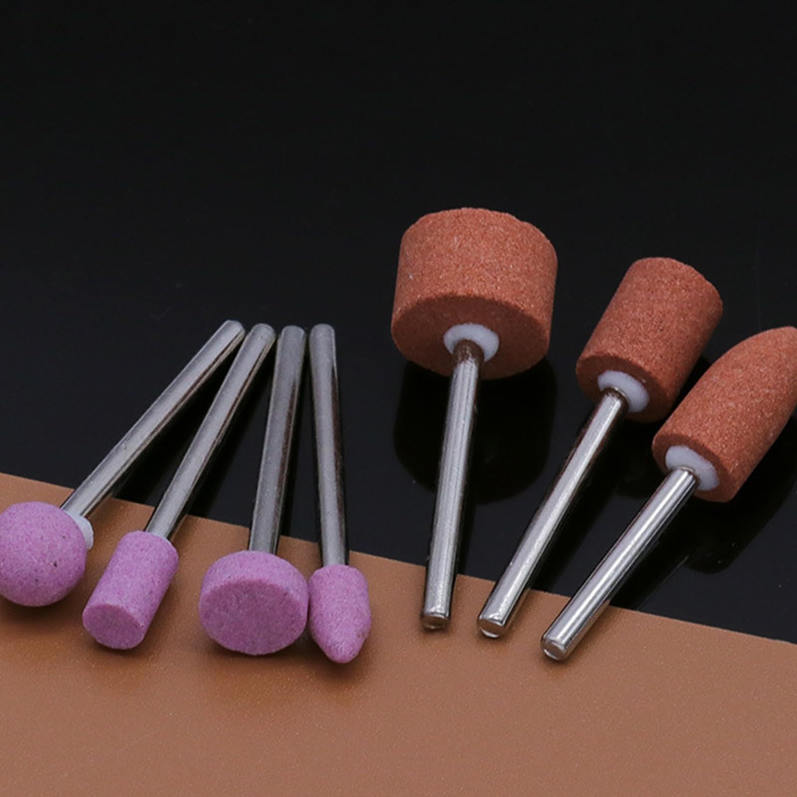 ANBOO 42 pezzi punte abrasive in corindone per levigare pietre, testa di lucidatura, gambo da 1/8" per tamponi di levigatura Dremel e accessori per lucidatura, per trapano affilatrice