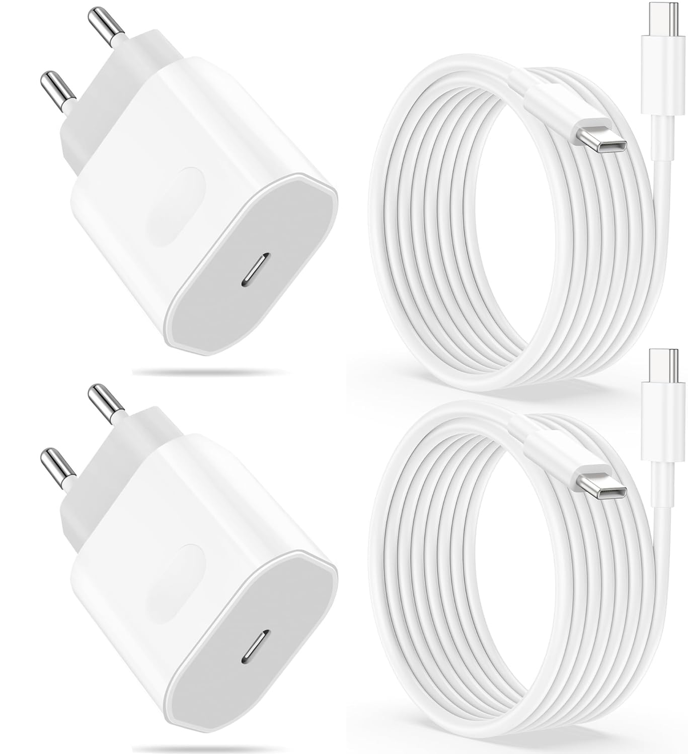 2Pack 40W Schnellladegerät USB C Ladekabel für iPhone 17/17 Pro/17 Pro Max/16/16e/15 Pro Max, iPad A16/Pro/Air, USB C Ladegerät Adapter Stecker Ladestecker PD Netzteil mit Schnellladekabel(1m+2m)