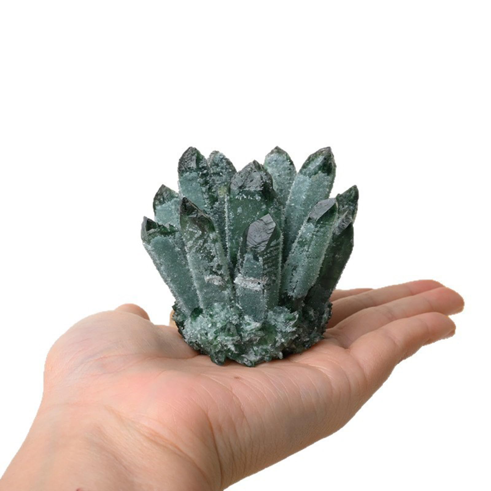 Hhhxkkuo Green Ghost Quartz Crystal Cluster – Raw Stone Specimen,Wealth & Abundance Healing Energy Crystal Clusters, Unique Desk Decor