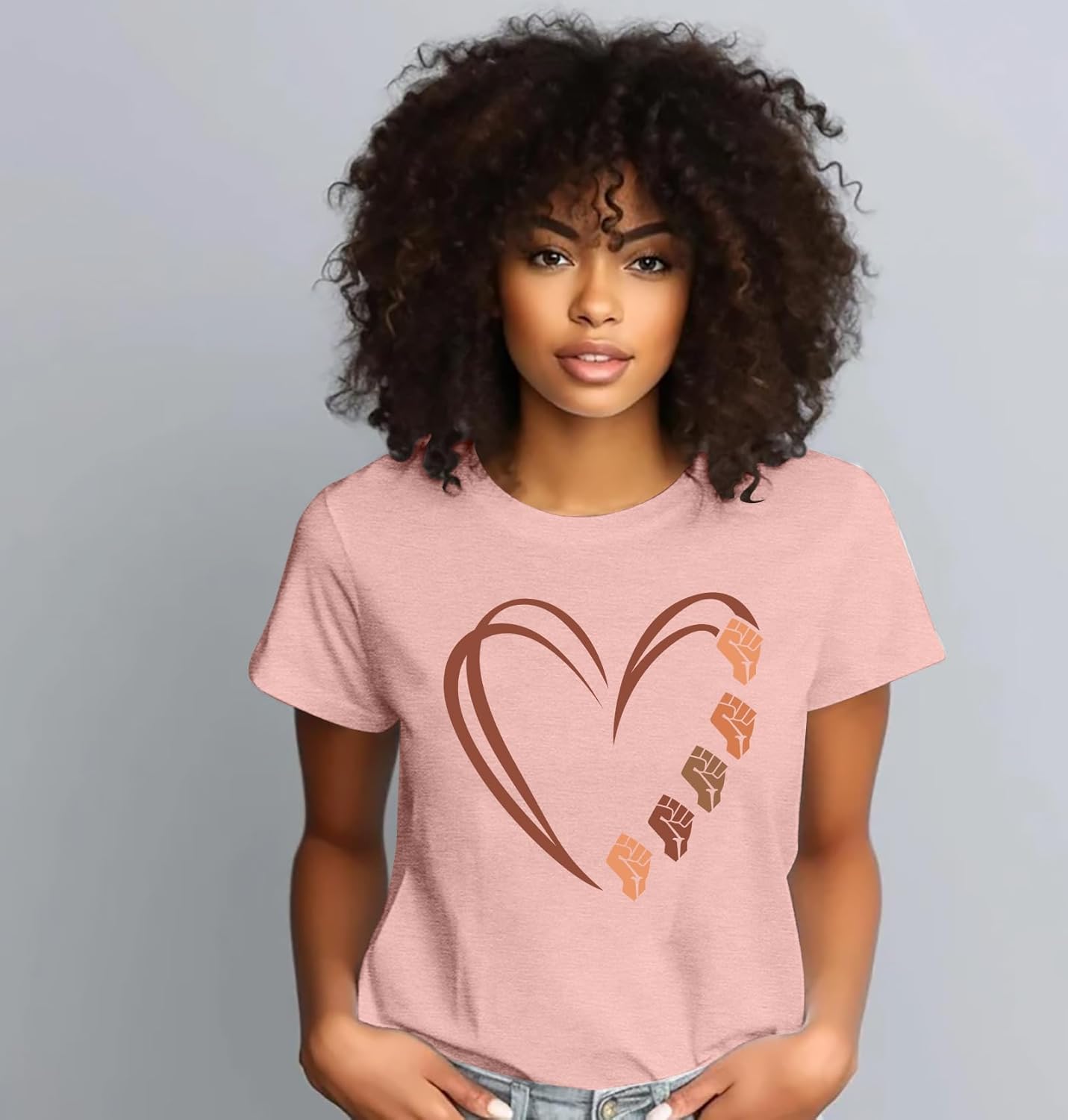 VVNTY Black History T Shirts: Women African American Heart Graphic Tee Black History Month Valentine Tshirt - Image 2