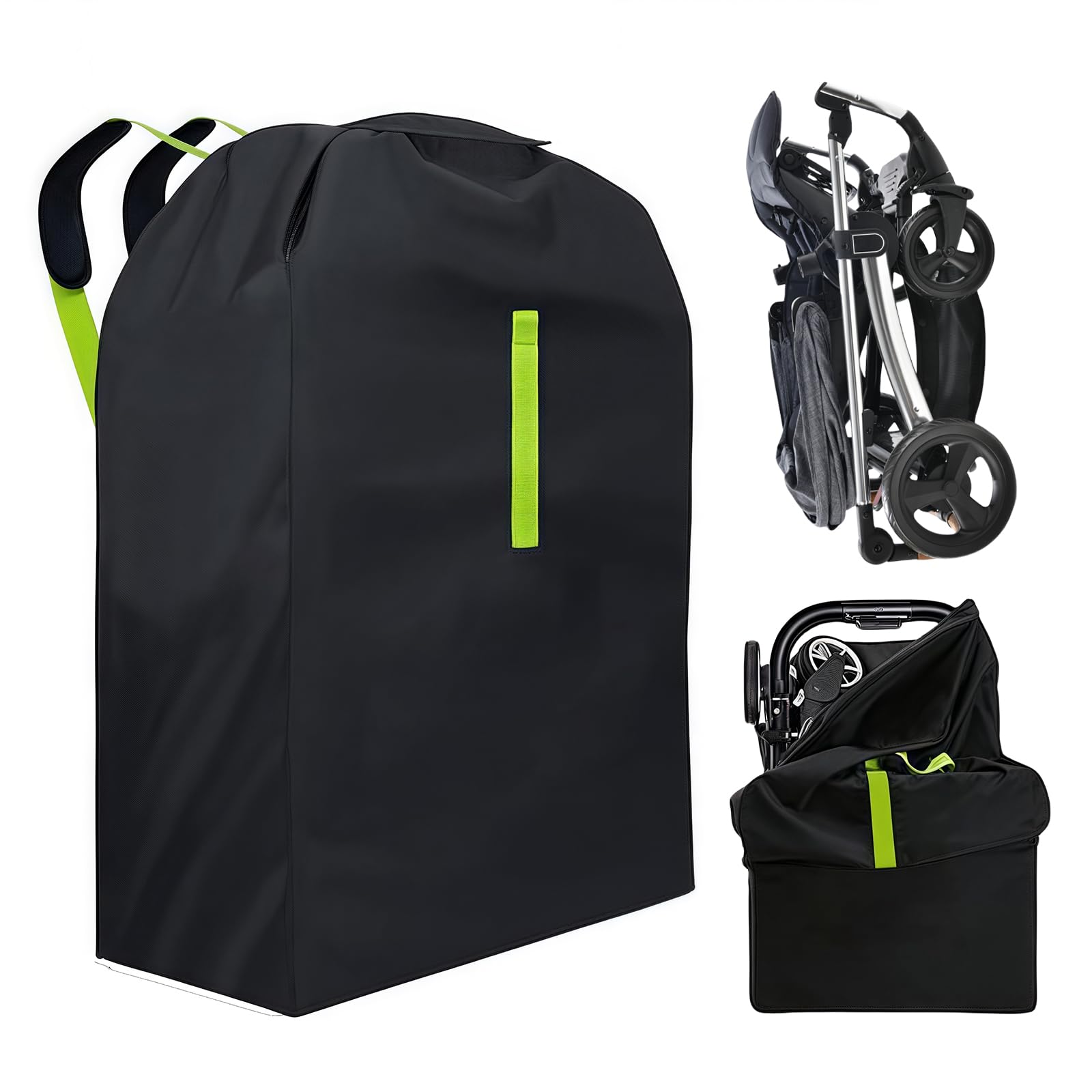 Torba transportowa do wózka dziecięcego, Gate Check torba podróżna z plecakiem, na wózek dziecięcy, fotelik dziecięcy Buggy – 120 x 63 x 43 cm – czarna