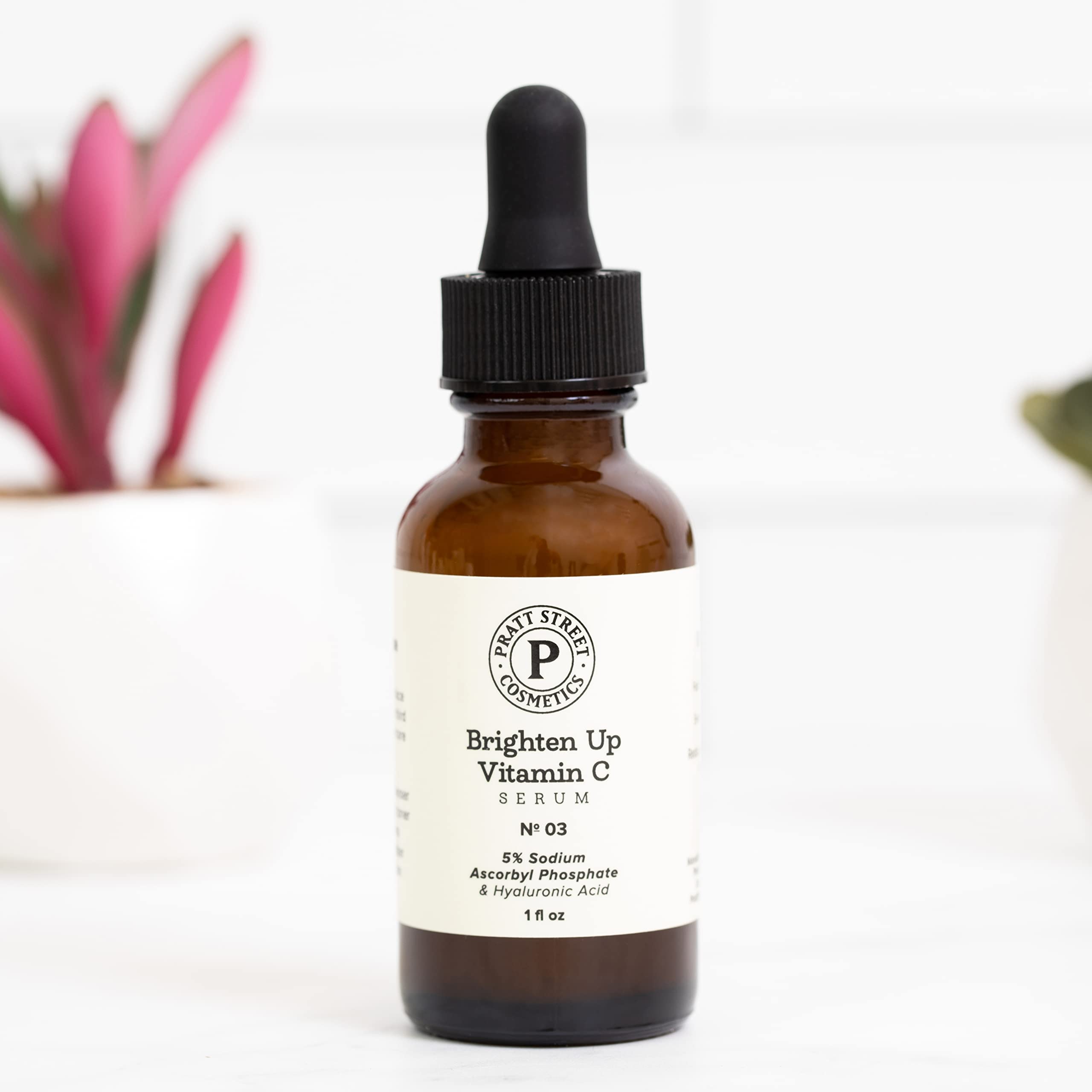 Pratt Street Cosmetics Brighten Up Vitamin C Facial Serum with Hyaluronic Acid (1 Fl Oz) – to Reduce Wrinkles, Fade Dark Spots, and Even Skin Tone