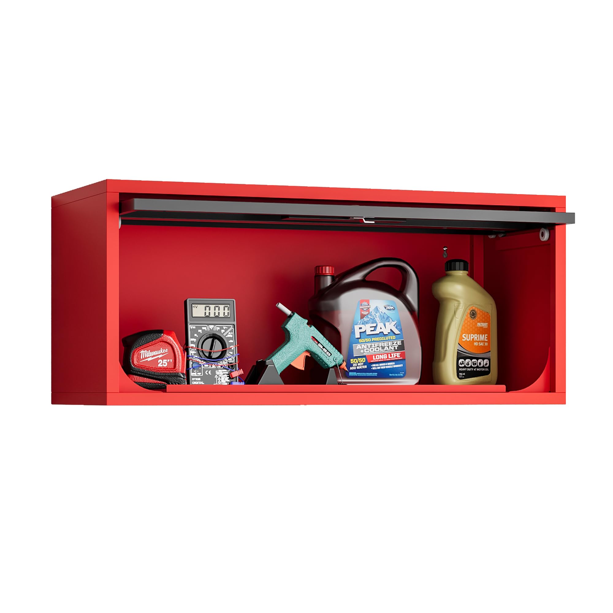 Fesbos Metal Storage Cabinet Black&Red Wall Cabinets with Locking Door - Wall Mounted Storage Cabinet for Garage Warehouse Home Office - Assembly