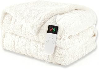 Electric Blanket Heated Throw, Soft Flannel 50"x60" Heating Blanket with 8 Hours Auto Off 10 Fast Heating Levels Machine Washable Sherpa Heated Blanket with Overheating Protection