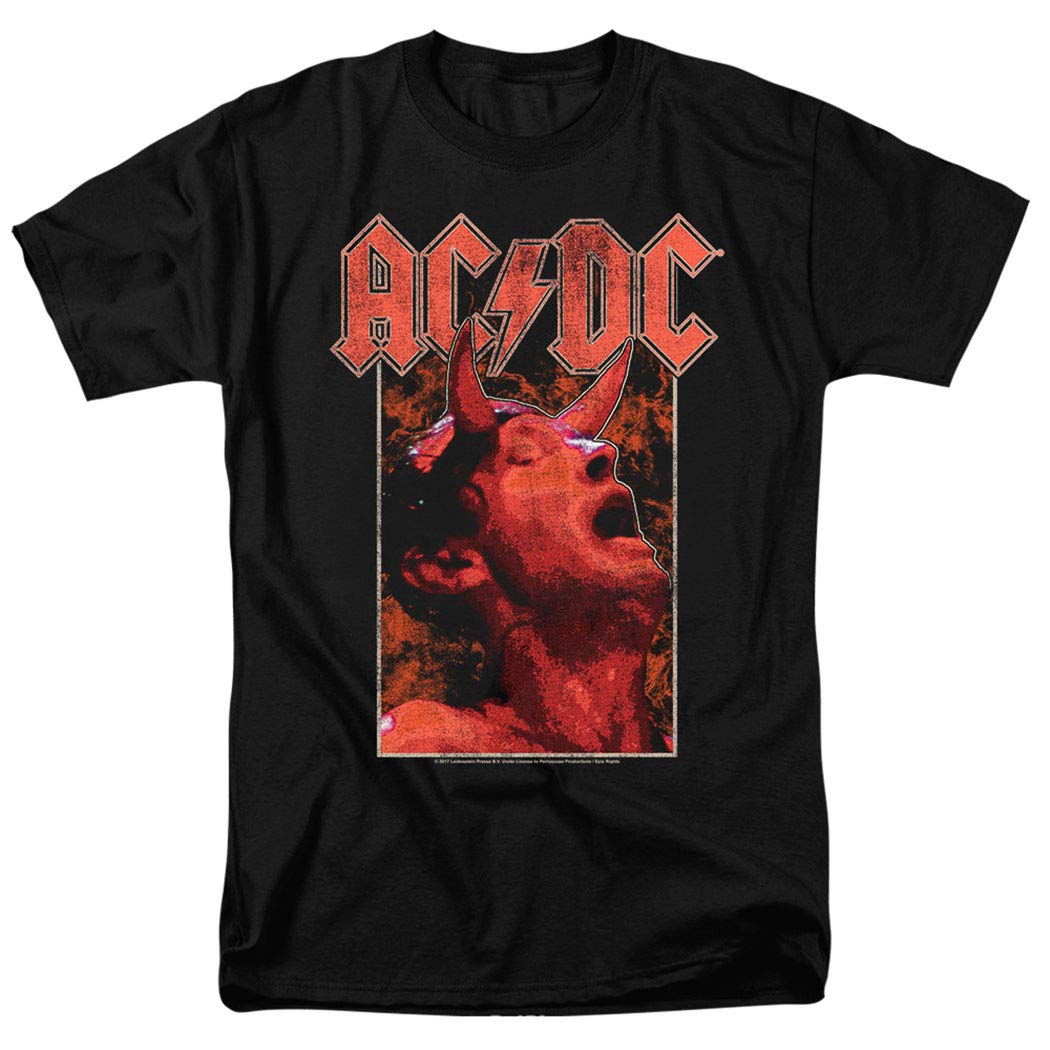 Popfunk AC DC Angus with Horns Rock Band T Shirt & Stickers (Large) Black