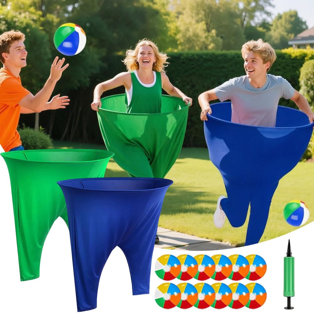 NKFBEV 2 Pcs Granny Pants Yard Game, Super Giant Pants Set Fun Outdoor Party Game with 12 Throwing Bouncy Balls and Pumps, Party Games for Kids, Adults, Outdoor Games for Family, Birthday, Christmas