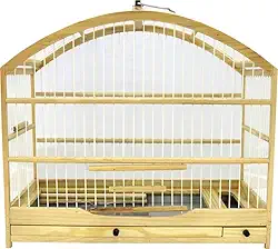 Gaiola Pequena Para Passarinho Em Madeira - Coleira/Coleiro/Coleirinha Natural