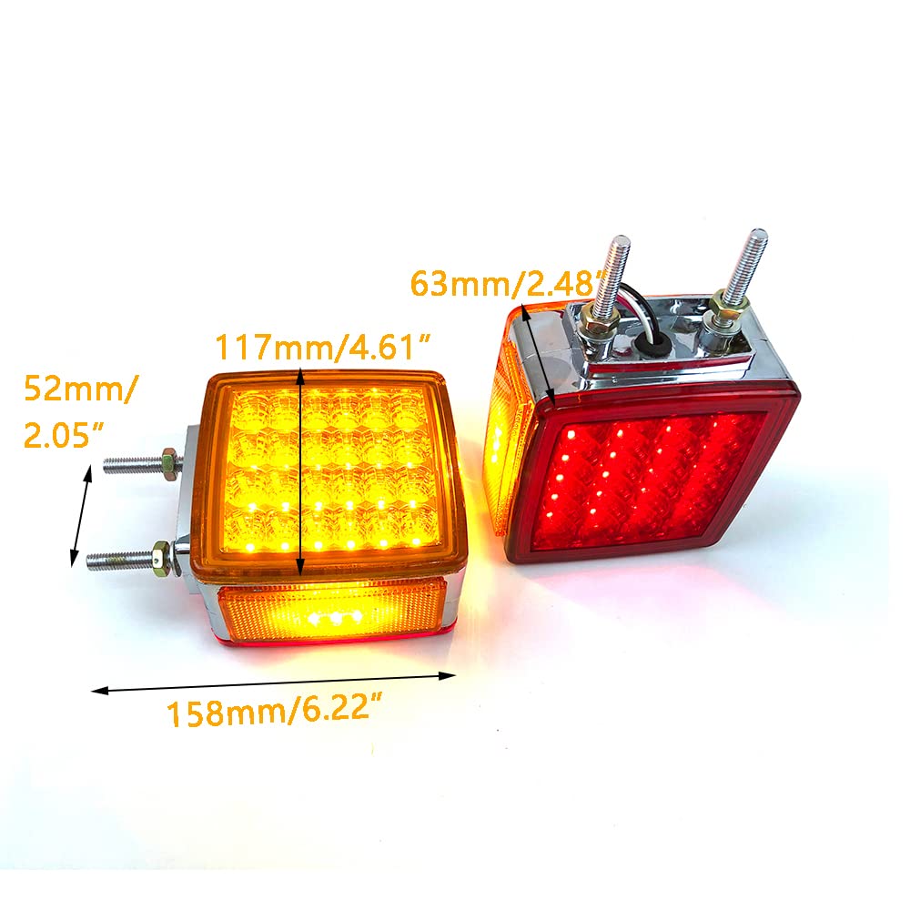 Riloer LED Pedestal Lights Amber/Red Double Face LED Turn Signal Light M12 Stud Mount Fender Lights for Heavy Truck Trailer (Pack of 2)