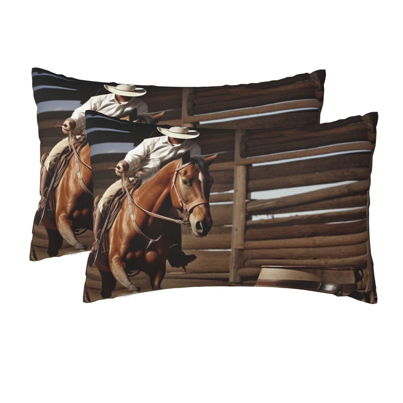 2 Pack Queen Size Pillow Cases for Hair and Skin Soft Breathable Pillow Case Covers with Hidden Zipper American West Rodeo Pillowcase 20x30 Inches Pillow Cover for Sleeping Gift
