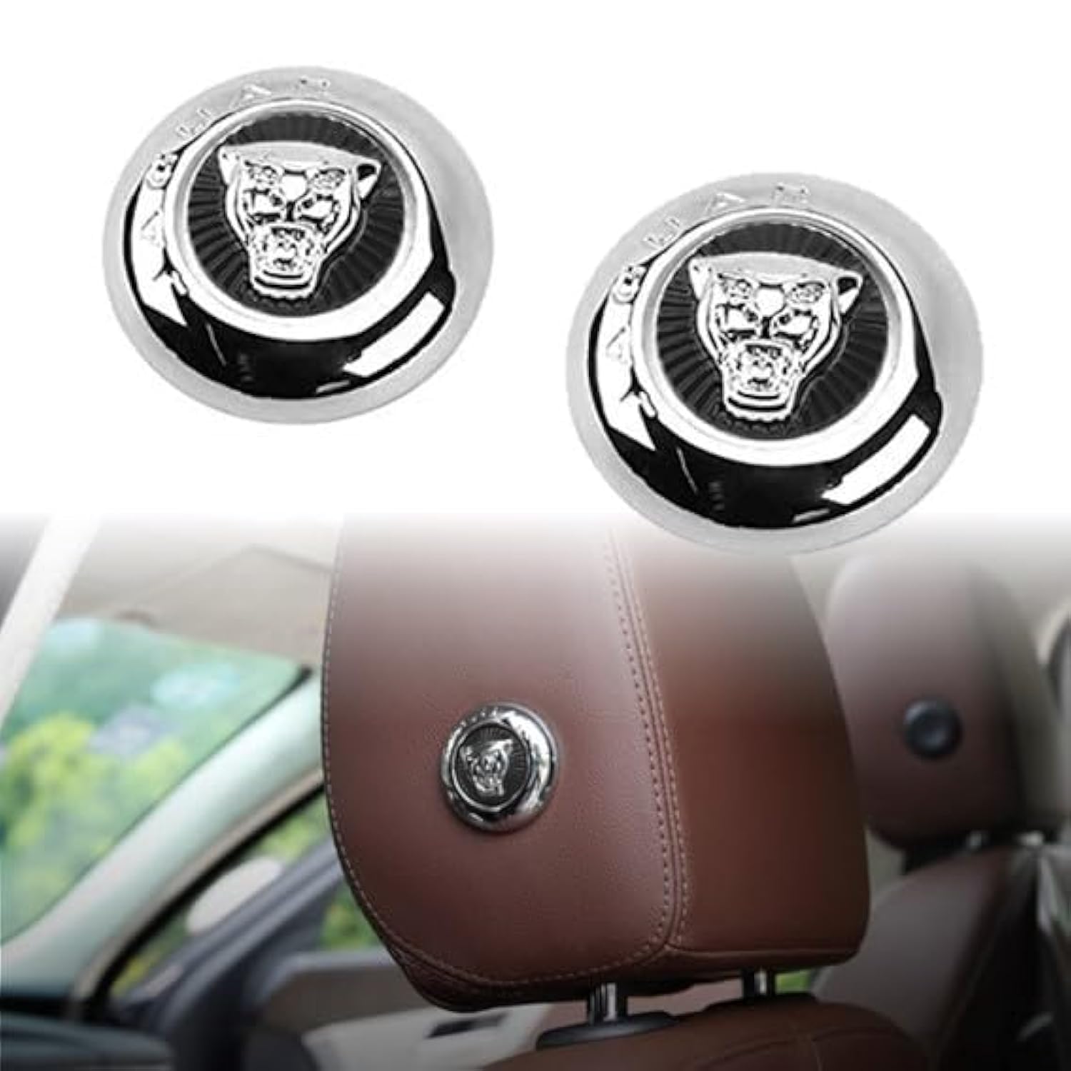 AULPEE 2pcs Car Front Seat Switch-Adjusting Button Cover Decal Trim Decorative Frame Interior Modification Ccompatible with XF XE XJ E-PACE F-PACE Asseccories (Black Chrome)