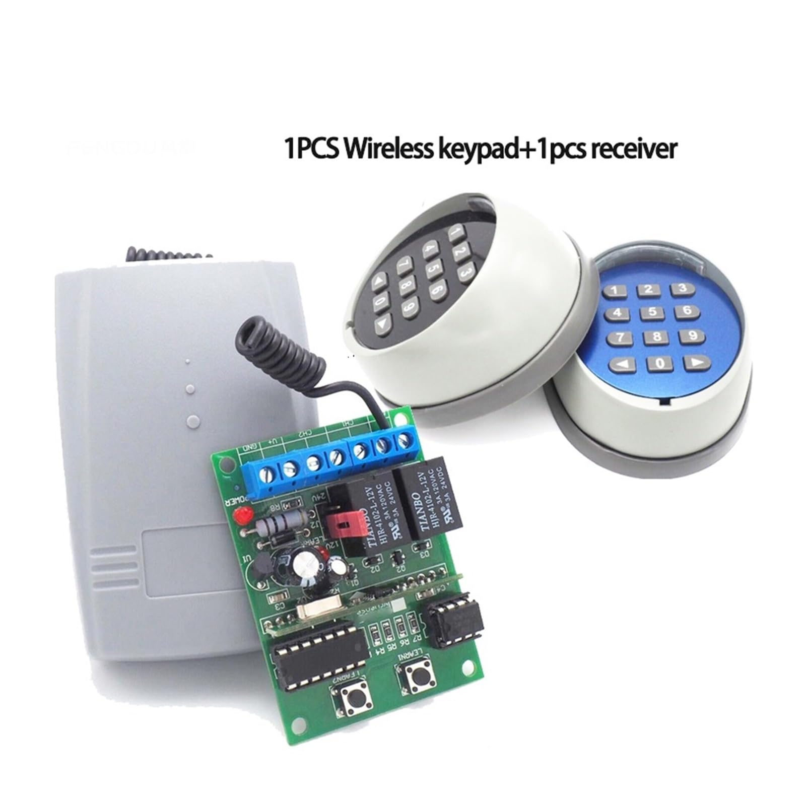 Clavier et récepteur sans Fil 433.92MHZ, utilisés for ouvre-Porte Automatique/Garage/balançoire/coulissante,ConçU pour Un Service Durable(1pcs-02)