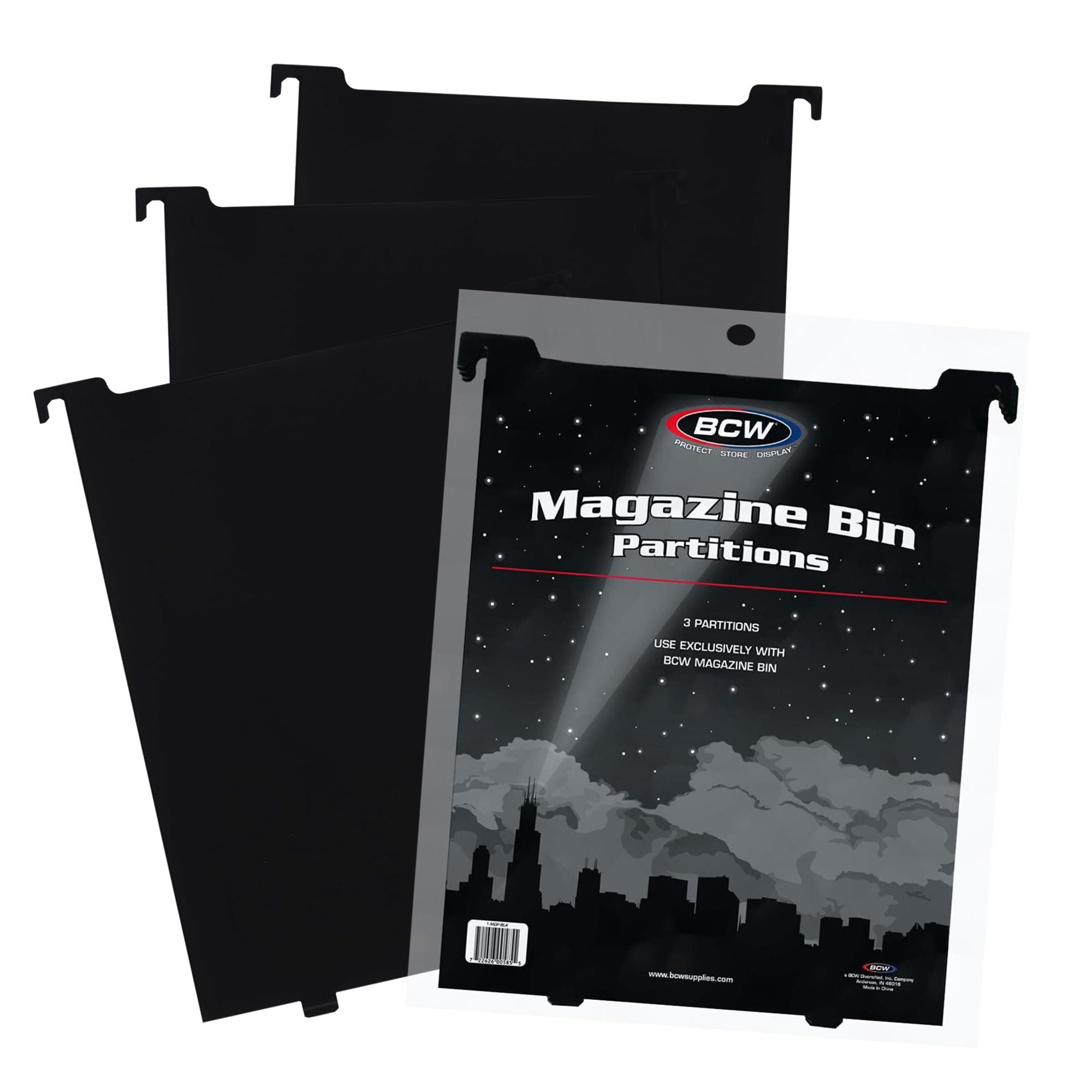 Magazine & Document Bin Partitions - 3 Pack | Smooth Black Plastic Finish, Works With Adhesive Labels | Magazine Dividers Fit Magazine & Document Bin | Magazine Storage Accessories