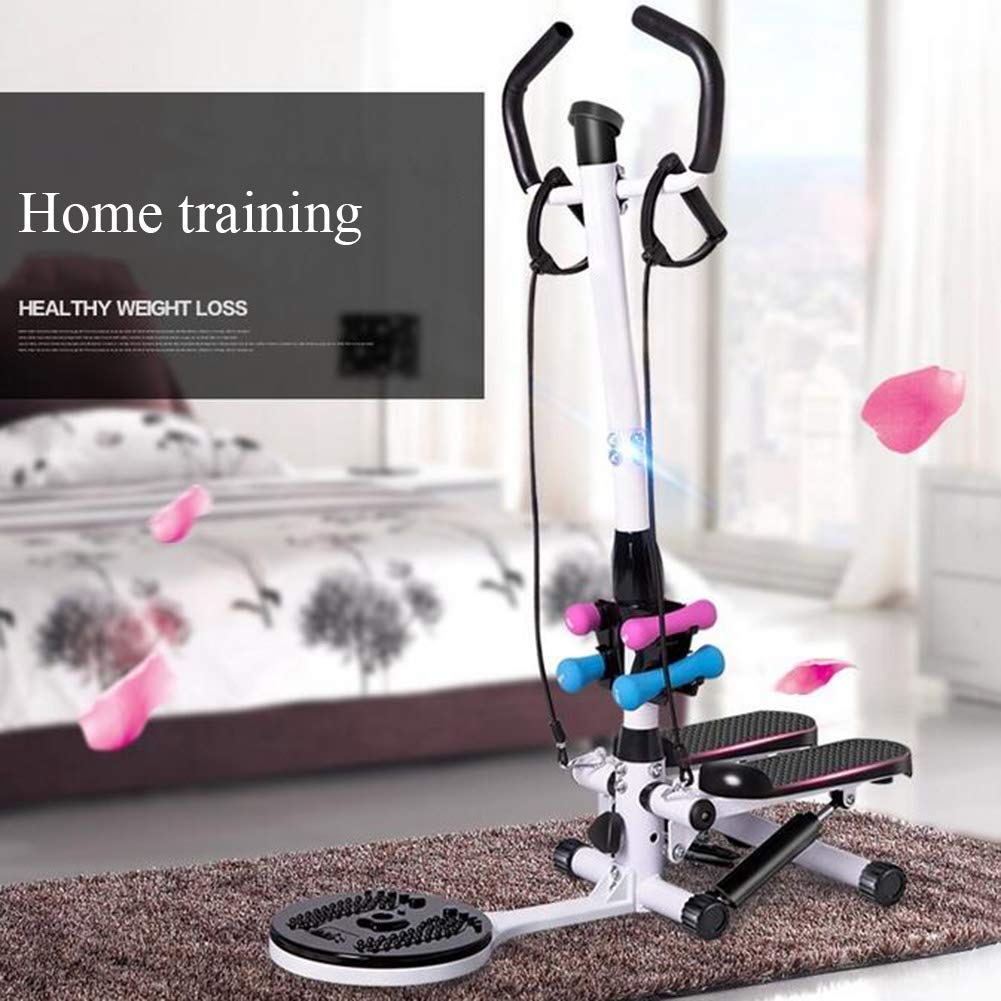 Stepper Fitness Multifunzione per Esercizi, Mini Stepper con Corrimano e Fasce di Resistenza Gambe Interne Allenatore per Tutto Il Corpo Cardio Ginnico per Uomini e Donne