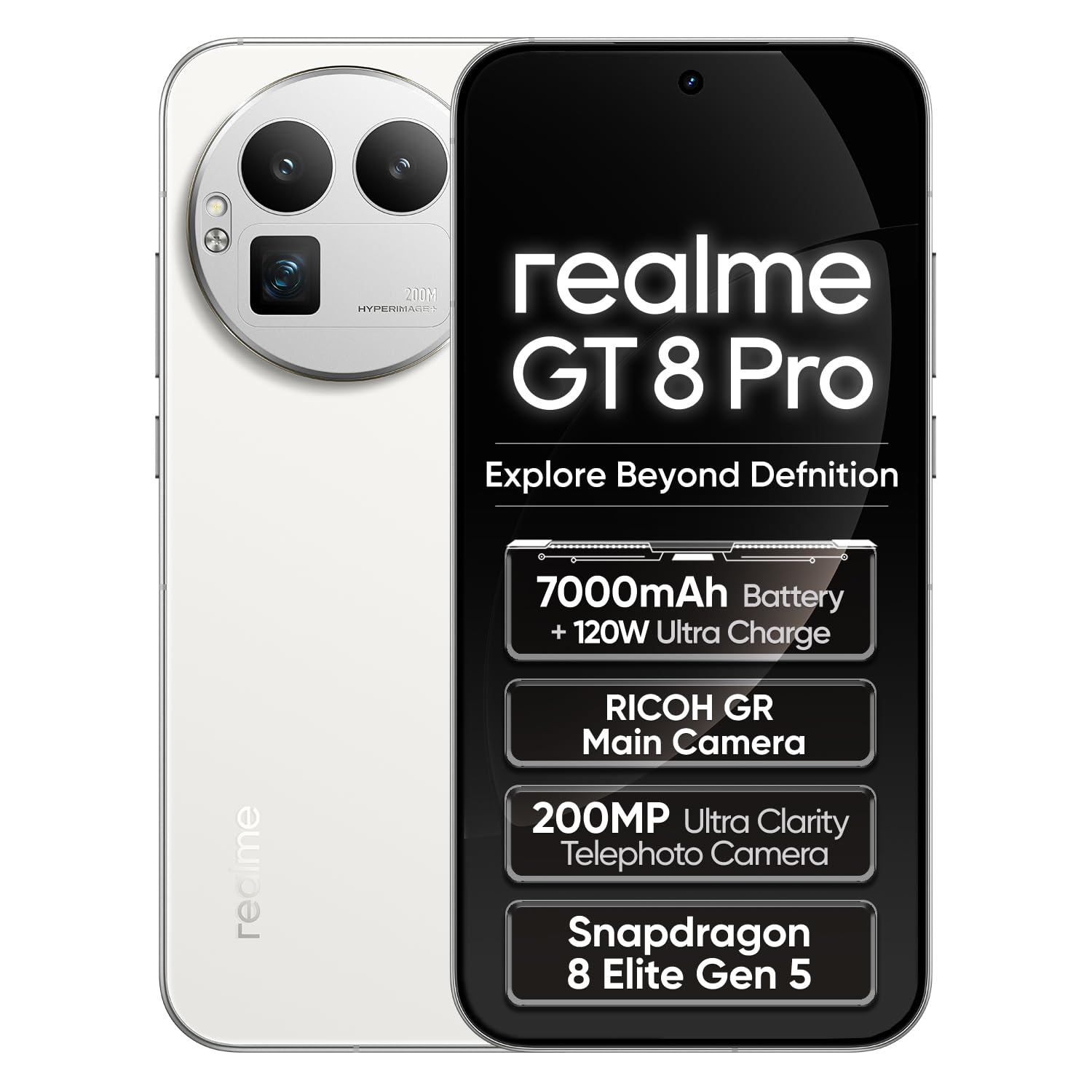 realme GT 8 Pro 5G Smartphone, 16+512GB, 6.79 Zoll Display mit 120 Hz, 120 W SuperVOOC Schnellladung, 7000 mAh Akku, 300 MP Kamera, Qualcomm Snapdragon 8 Elite Gen 5, IP69