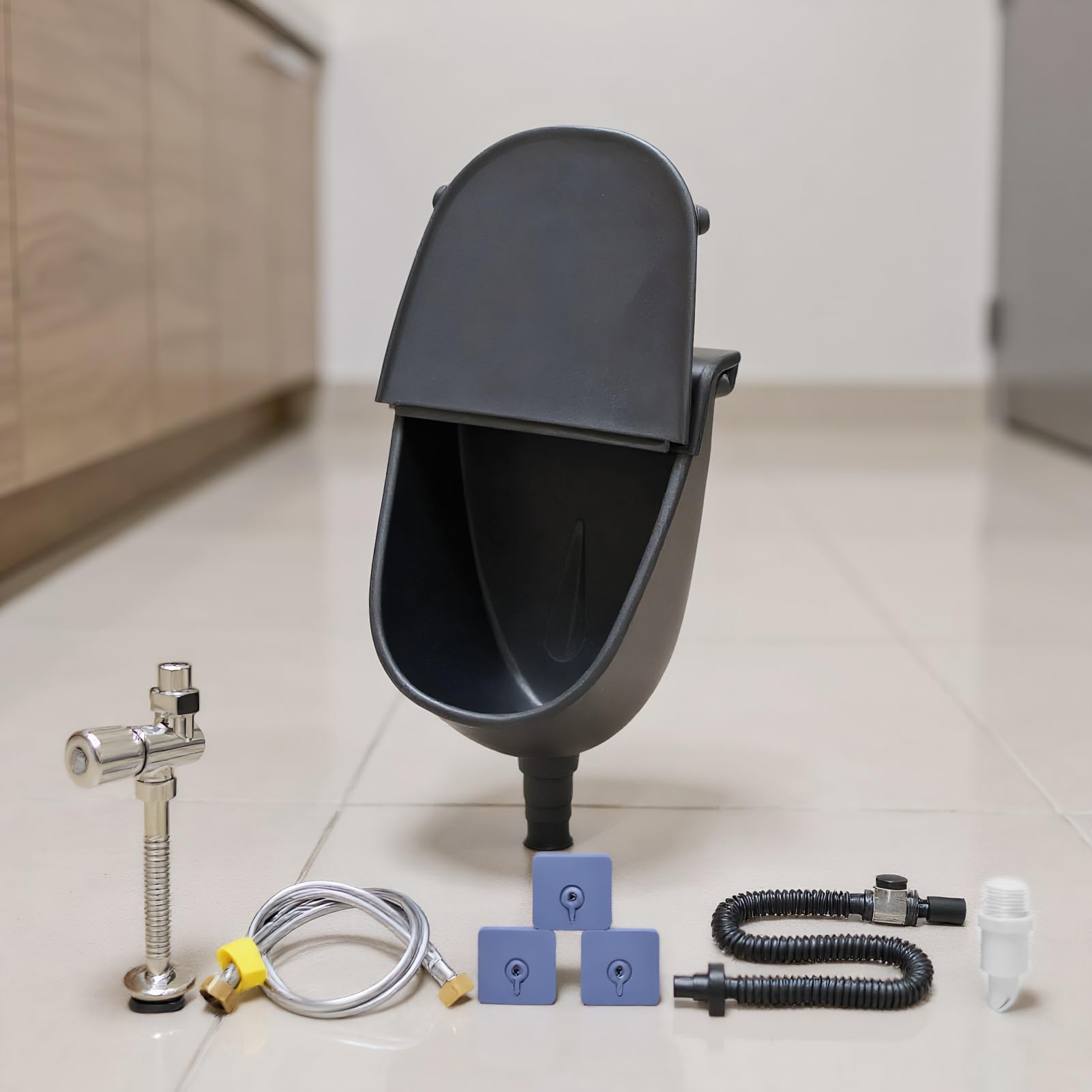 Orinal de pared con tapa, urinario de baño para hombre con tapa, desviador de orina ajustable a prueba de derrames para el hogar, vehículo, garaje, camping, patio trasero