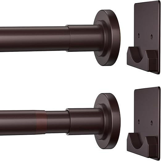 Matte Bronze Shower Curtain Rod,1 Inch Diameter Stainless Steel Adjustable Spring Tension Rods 32 to 80",with Holders,Anti-Slip,Curtain Rods No Drilling(1 Pack)