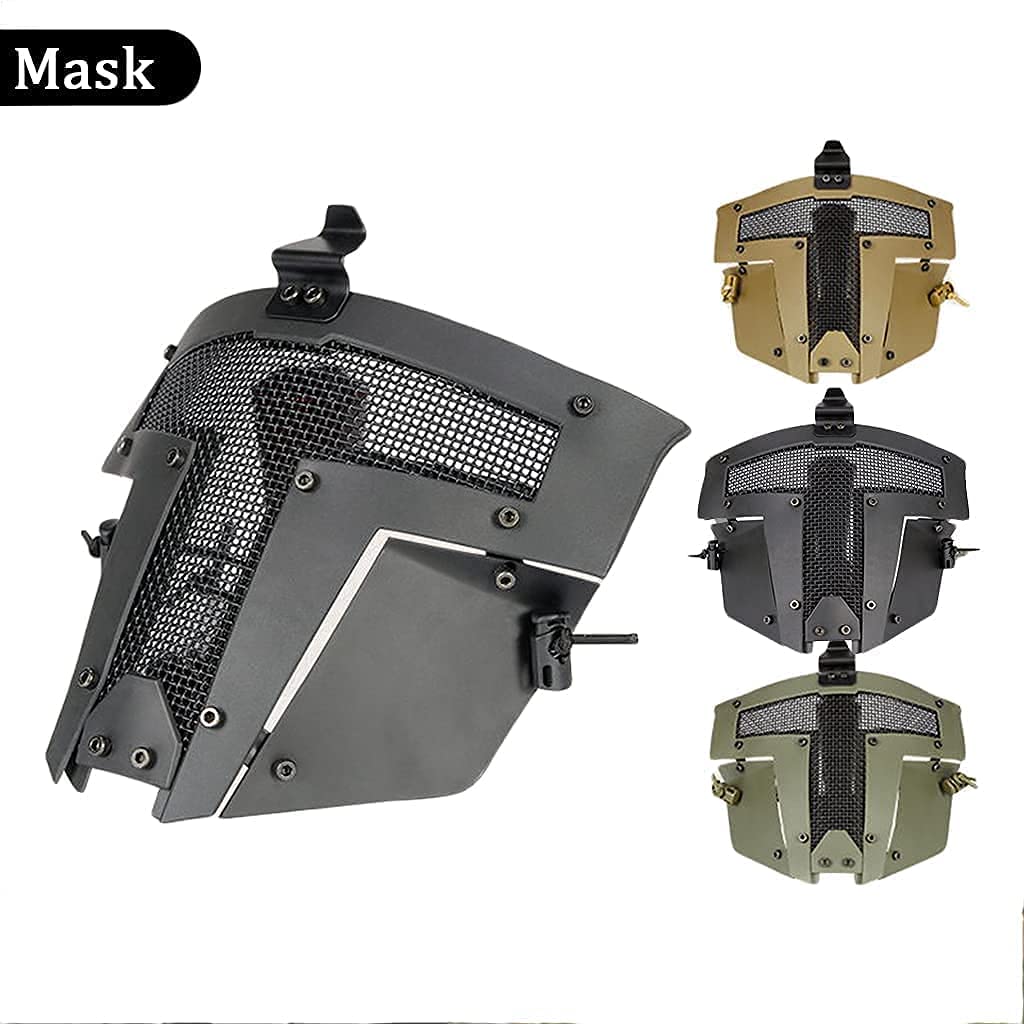 Casco táctico Airsoft Fast Tipo PJ con Máscara Protectora de Malla Metálica para Paintball Halloween Cosplay