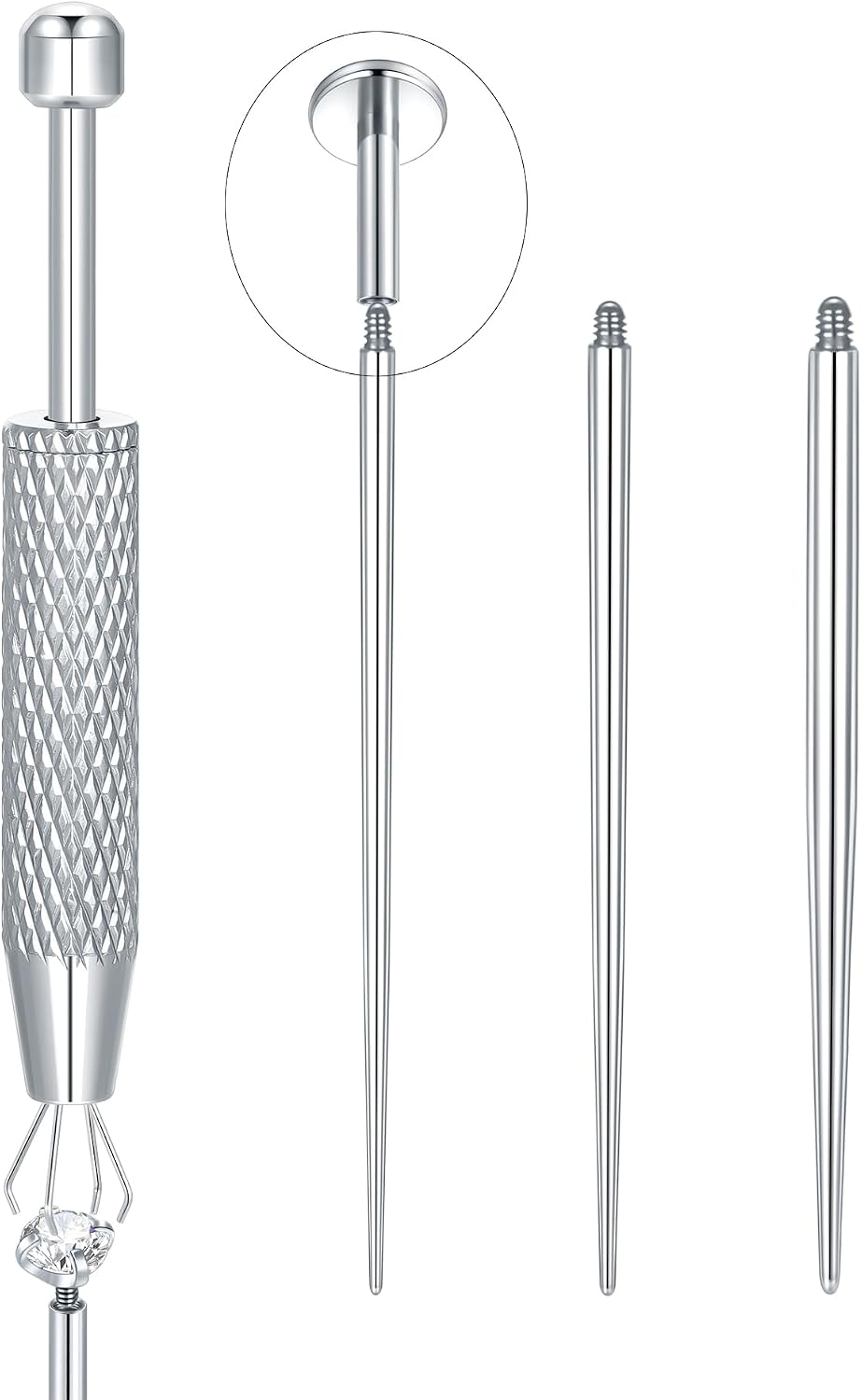 Oveta Piercing Ball Grabber Tool and 18G 16G 14G Titanium Threaded Piercing Taper Insertion Tool for Internally Threaded Labret Nose Septum Cartilage Tragus Conch Helix Eyebrow Navel Piercing Jewelry