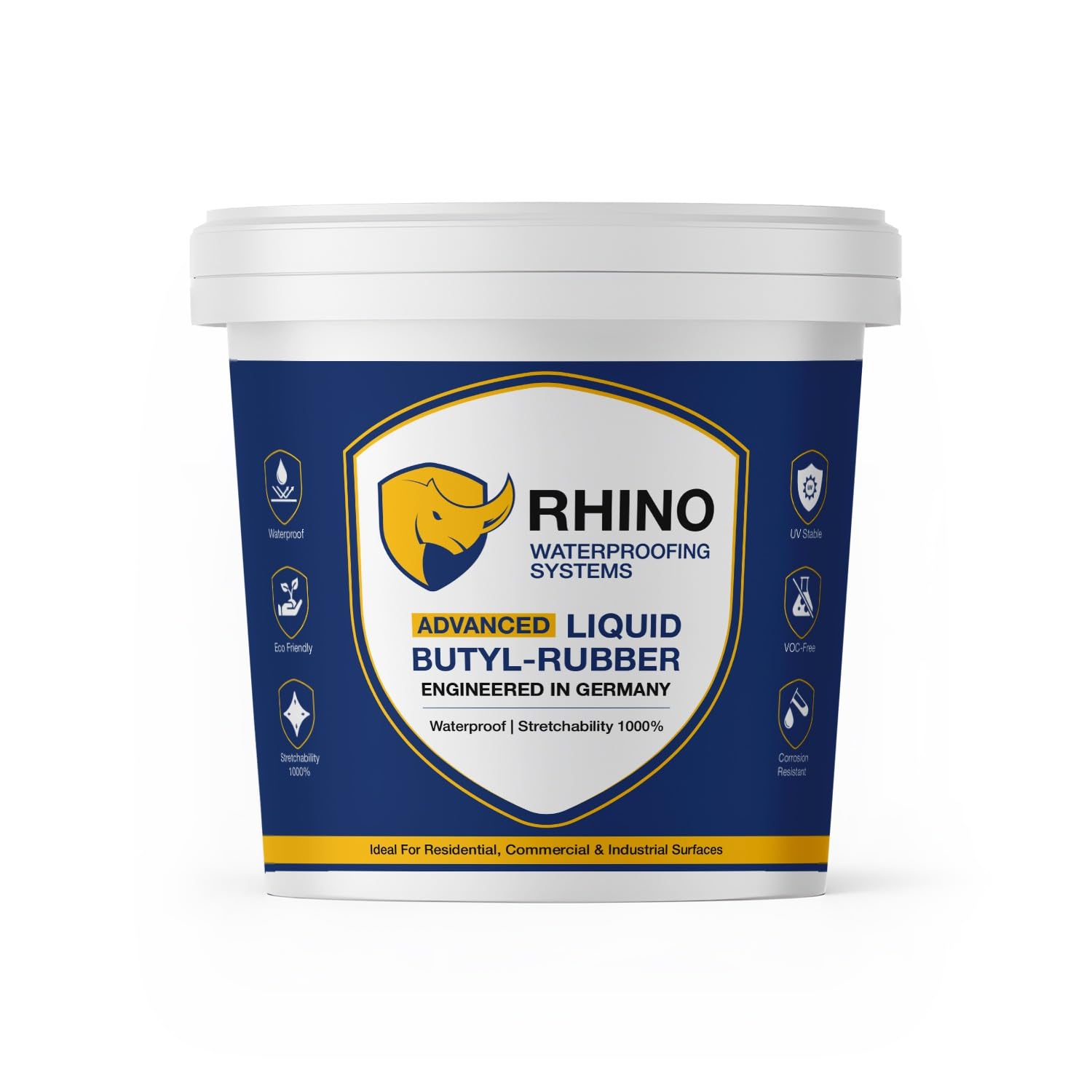 Rhino Liquid Rubber Waterproofing Systems Advanced Butyl-1000% Stretchability, German Engineered Waterproofing for Sheet Joints, Bolt Holes, Gutter Joints, Roof and Wall Cracks-image-16