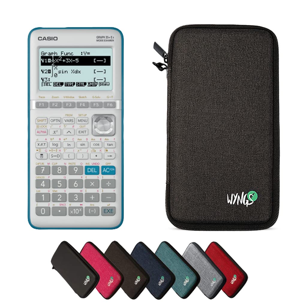 Casio Graph 35+E II including a WYNGS protective case in Dark Gray - Basic Set (French), Dark grey