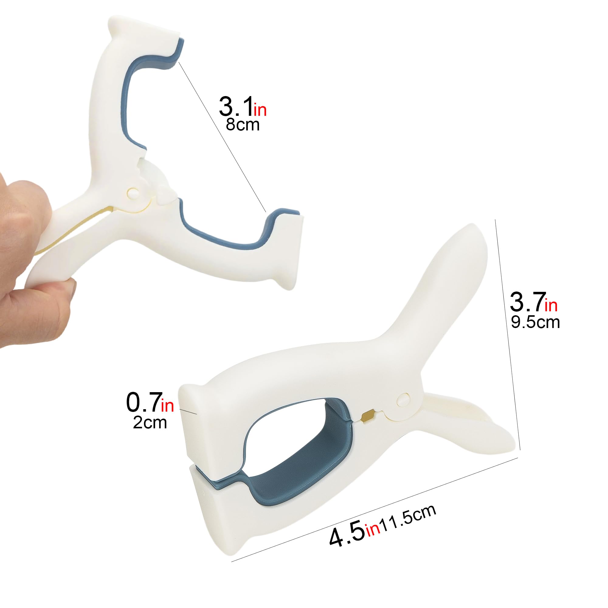 CAIRIAC Beach Towel Clips, Cute Pool Chair Clips for Towels, Beach Towel Holders for Loung Chairs, 4 Pack Large Plastic Clothespins Hanging Clip Cruise Clamps Bulk (White, Blue)