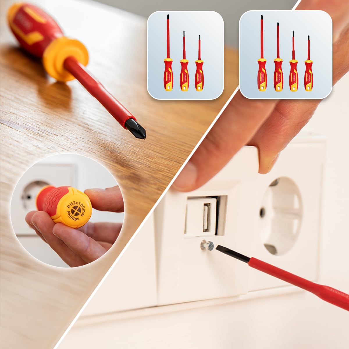 Cecotec Zestaw wkrętaków HardGyro 15 SafeVolt Magnetic, izolowany 1000 V, certyfikat VDE GS, stal CR-V, 3 szczypce w zestawie, odgarniacz drutu, magnetyzator, zszywka, etui w zestawie do bezpiecznej