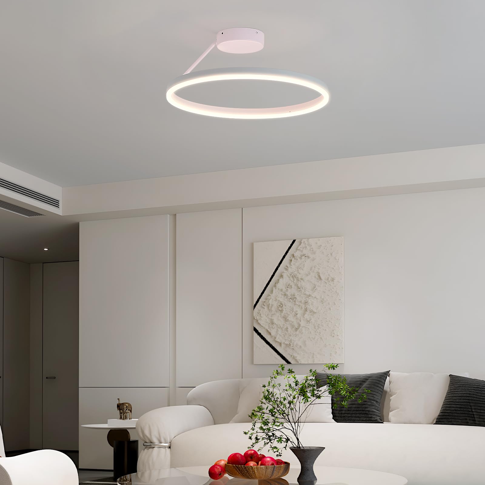 Plafoniera Circolare Lampadario Circolare a LED Lampadari Moderna Semplice Plafoniere Bianco Luce Calda Adatta per Soggiorno Sala da Pranzo camera da Letto Cucina Corridoio Ingresso 40cm