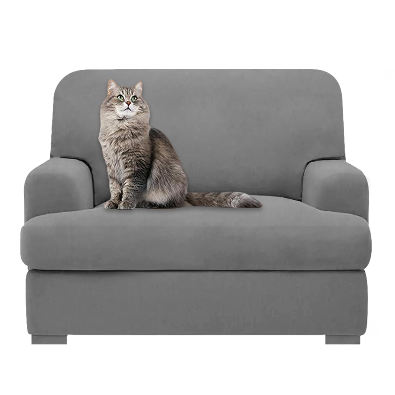 molasofa T Cushion Armchair Sofa Covers Stretch Couch Covers for T Cushion Sofa Slipcovers Soft Sofa Slip Covers Furniture Covers (Oversized Armchair, Light Grey)