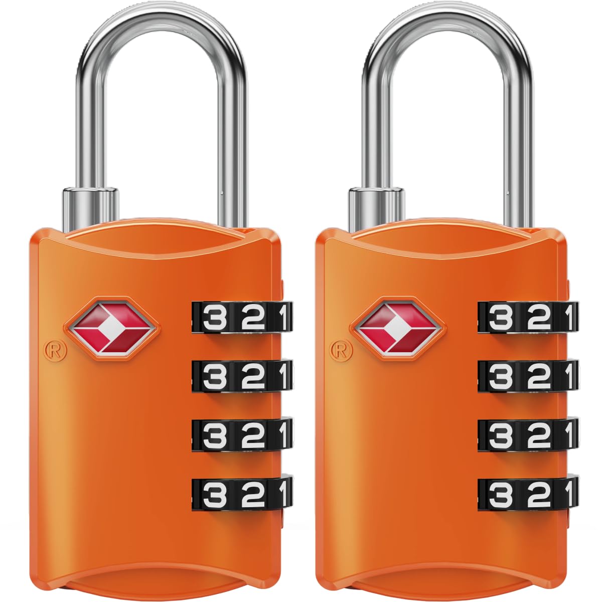 NOVLOCK TSA Approved Luggage Locks – Suitcase Padlock with 4-Digit Security – TSA Travel Padlocks for Suitcases, Backpacks, Cases, Bags – 2-Pack, Orange