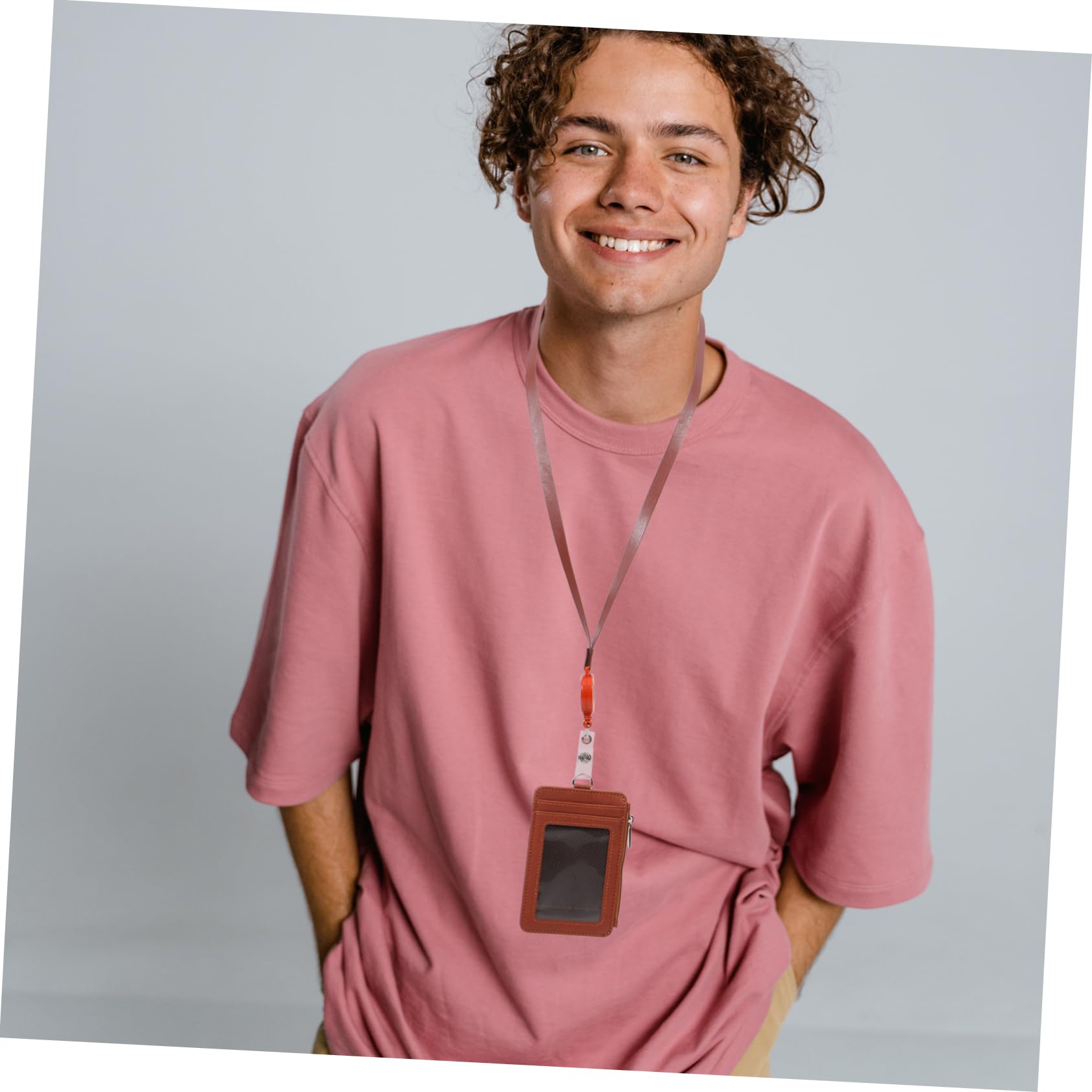 NUOBESTY Porta Biglietti Da Visita Verticale Da 3 Pezzi Con Finestra E Clip Girevole Porta Badge in Pelle Pu