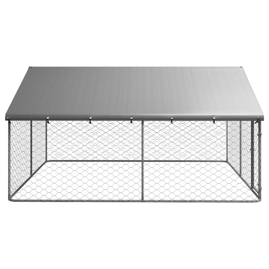 Chenil d'extérieur pour Chien, Enclos Niche Cage pour Chien Métal Chenil extérieur avec Toit 300x300x150 cm