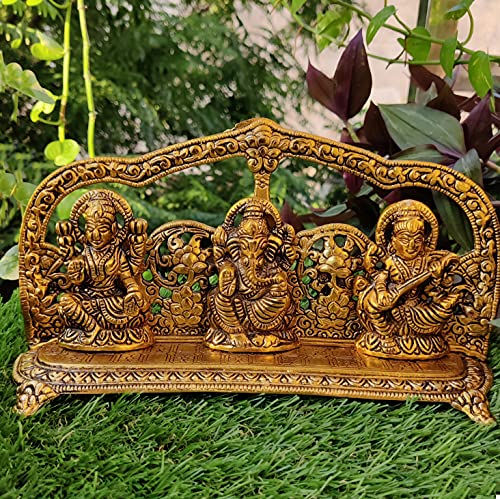 Wonder Care Ganesh, Laxmi, Saraswati estatua esculpida en gran detalle Diwali Pooja Artículo - | Decoración del hogar | Mandir | Regalo | Ídolo de Dios hindú