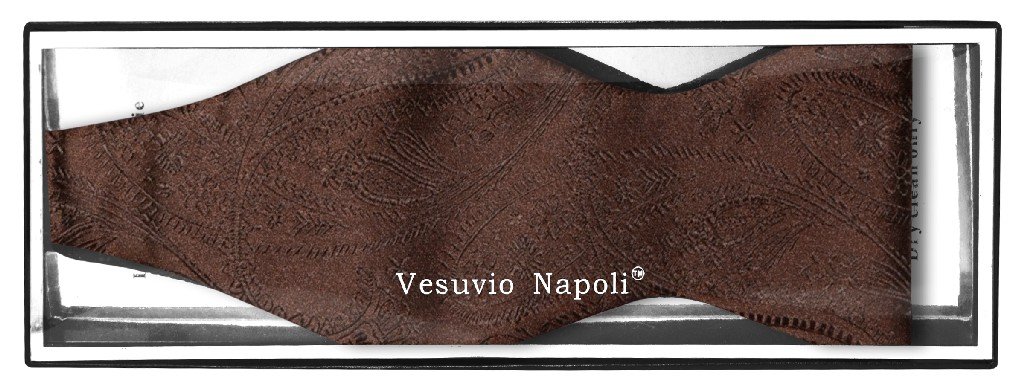 Vesuvio Napoli SELF TIE Bow Tie DARK BROWN Color PAISLEY Design Men's BowTie