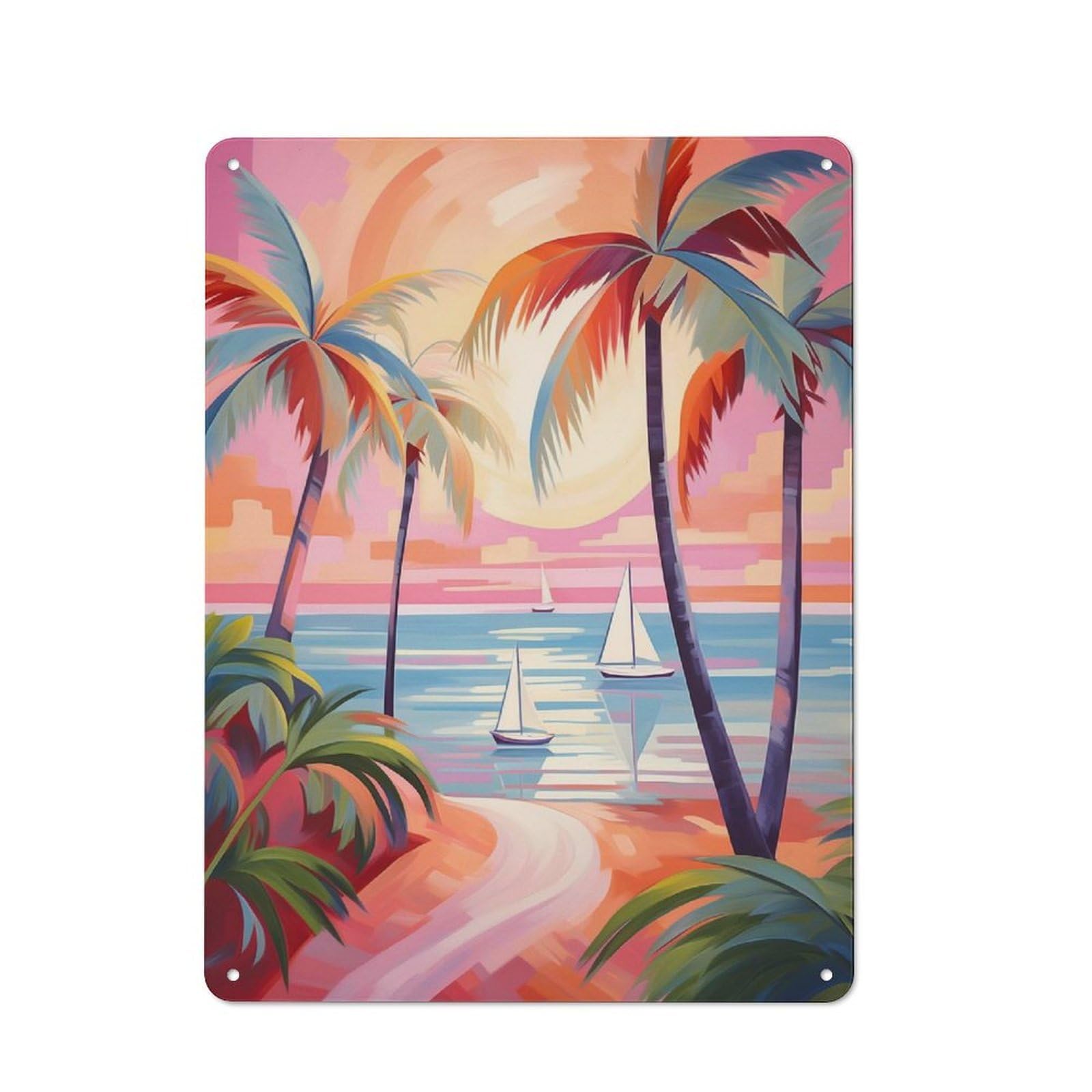 Junmoney Coastal Serenity Metal Wall Sign 40X30cm Featuring For Garage Wall, A Housewarming Gift For People Furnishing A Garage