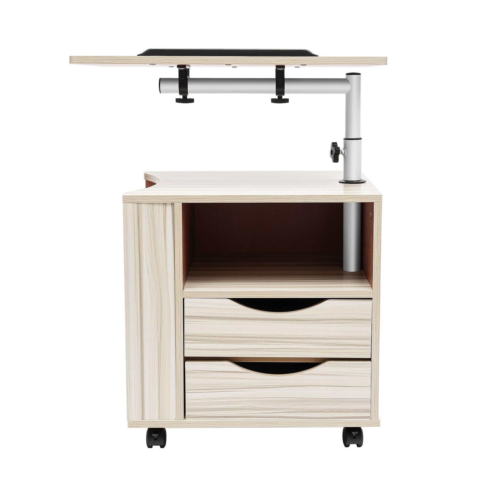 Mobilny stolik pomocniczy, z regulacją wysokości, stół do pielęgnacji łóżka z 4 kółkami, stolik pod laptopa 60 x 40 cm, obracany o 360°, maks. 20 kg