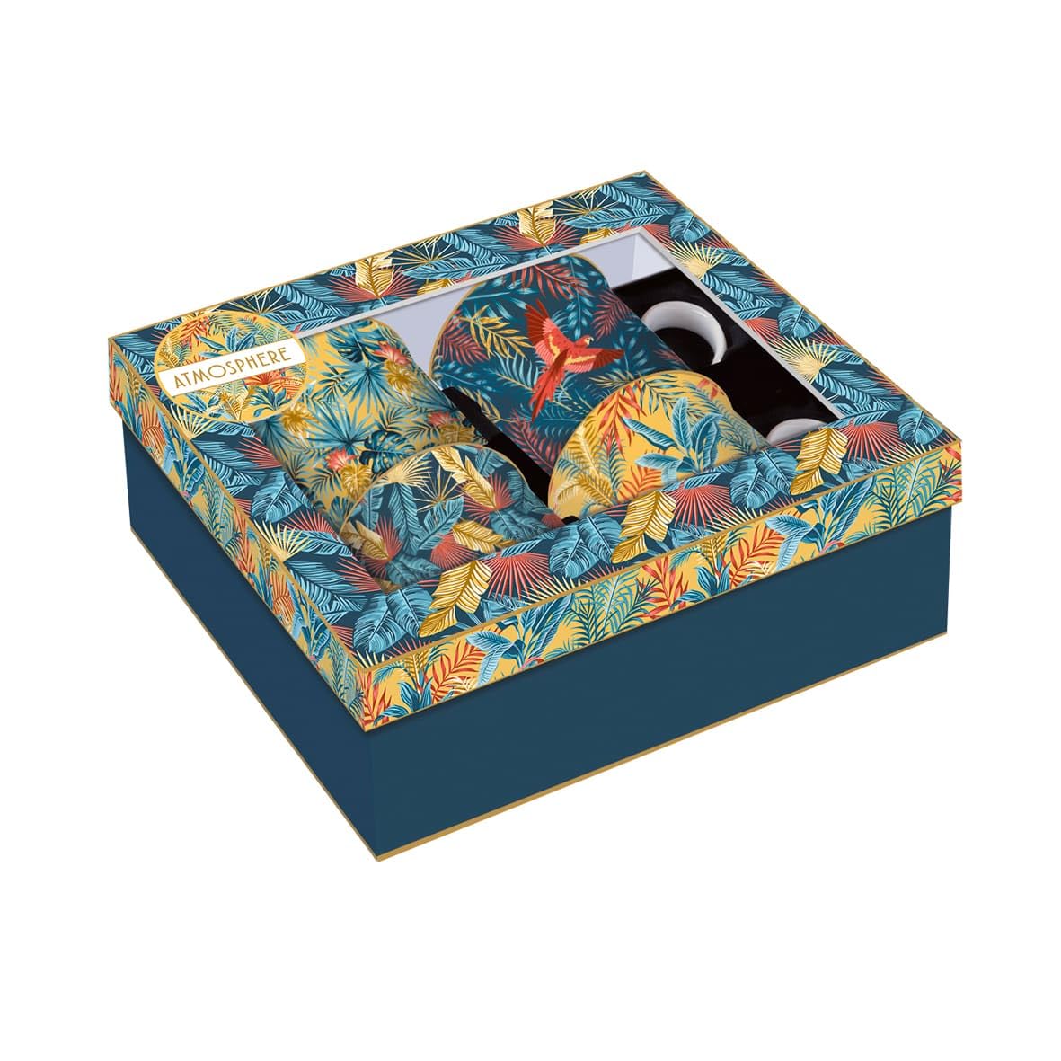 Easy Life COFFRET 4 MUGS 30CL EN PORCELAINE FINE, Bleu