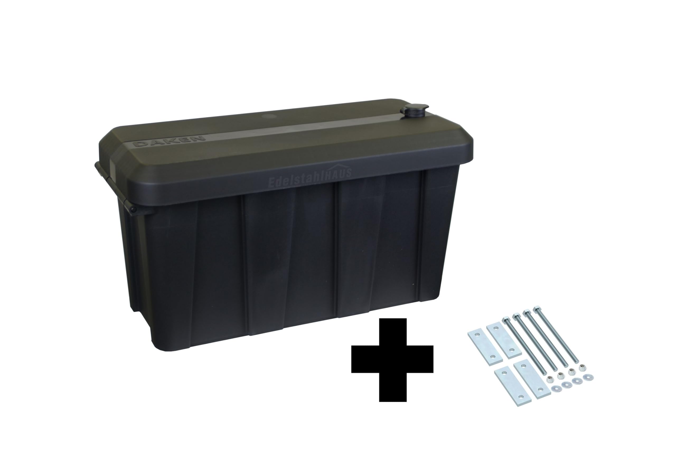 Deichselbox Daken Blackit Lite, Werkzeugkasten, Gurtkiste, Anhängerbox, Staukiste, Daken B24-1 + Montagesatz MON301, Edelstahlhaus GmbH