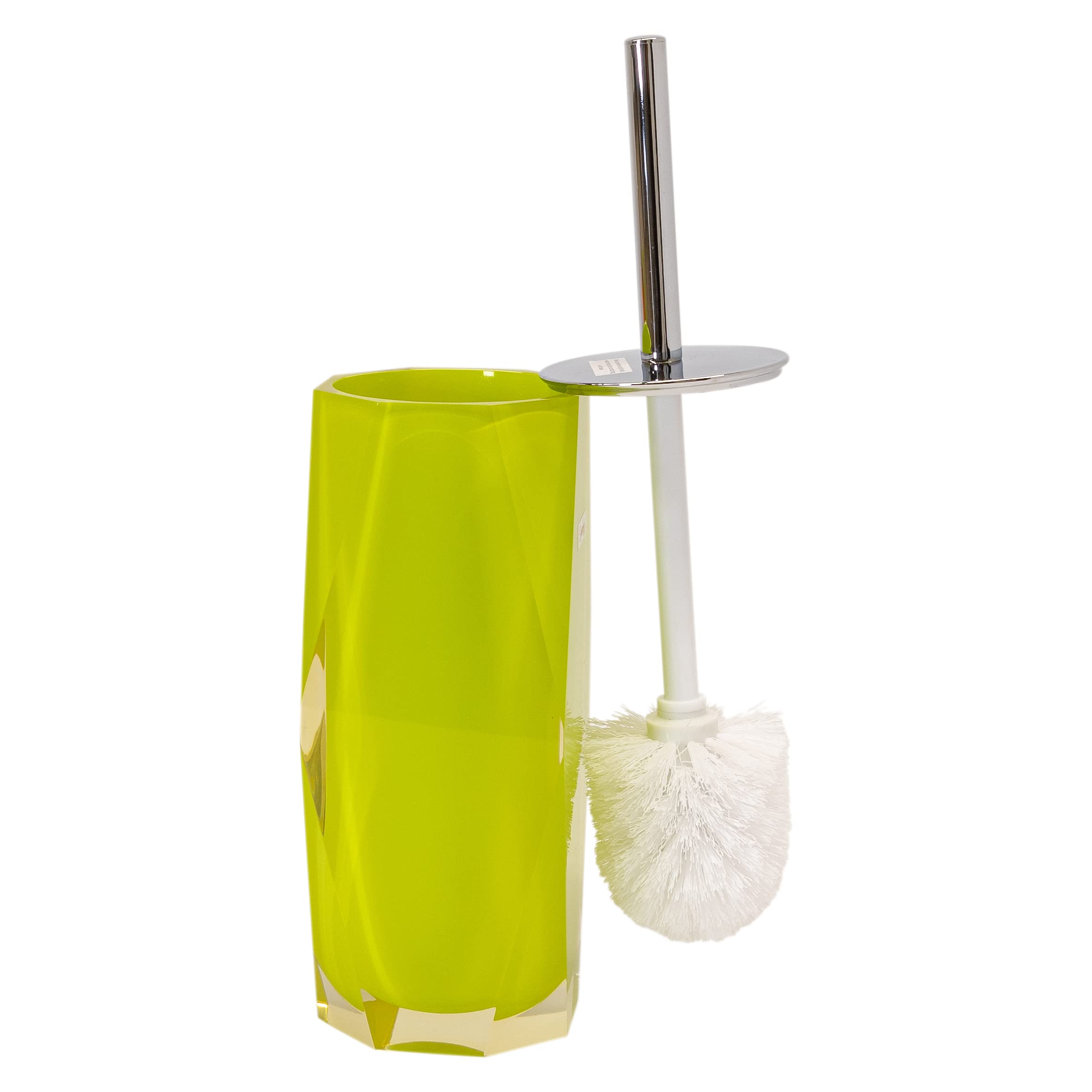 Faceted Toilet Brush, Durable Resin, Discreet Design, Stainless Steel Handle, for Stylish Bathroom Decor, Yellow, 4x16, Sold Individually