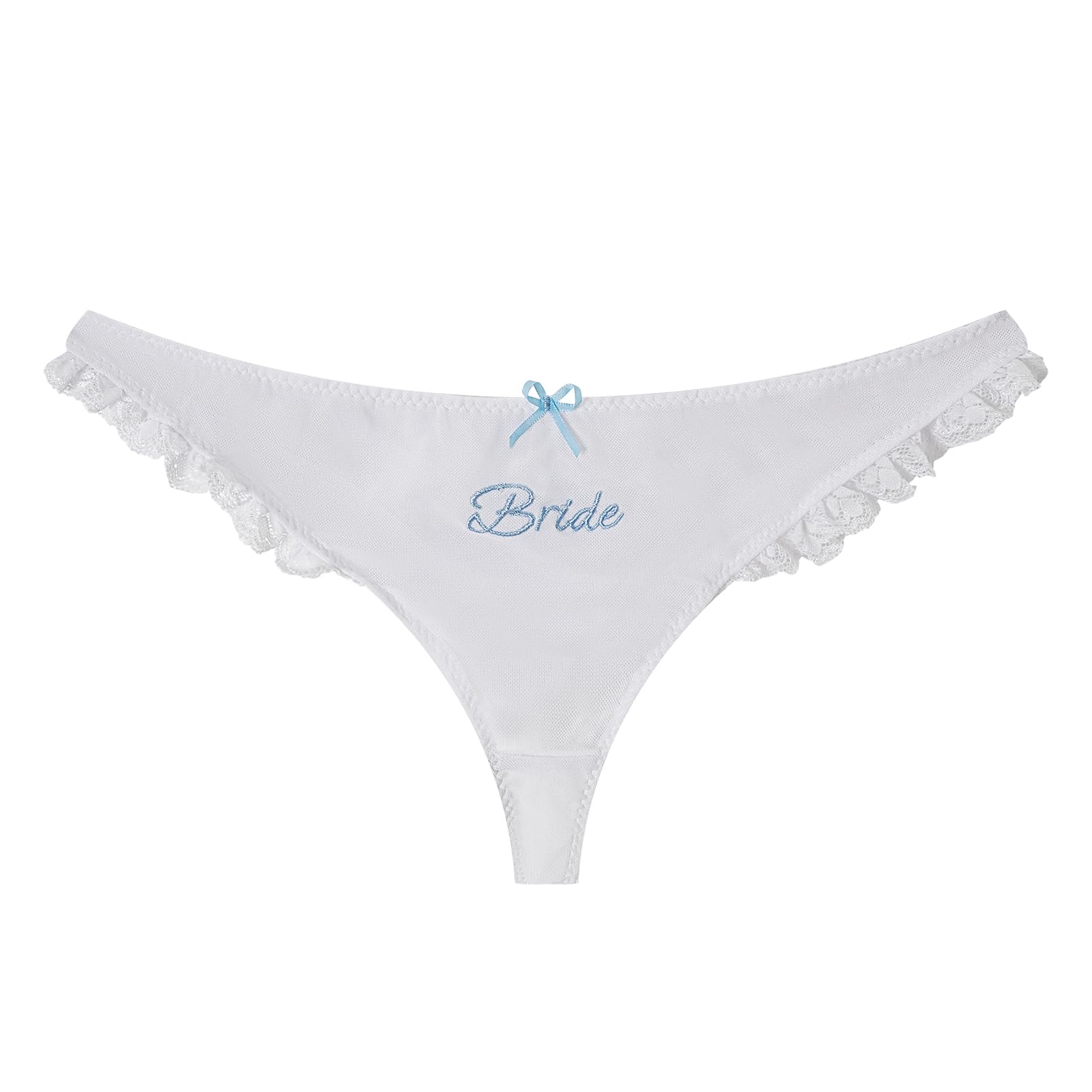 Bride Thong,S/M/L Lace Ruffle Embroidered Thong,Bride Panties,Bridal Bachelorette Bridesmaid for Brides Gift