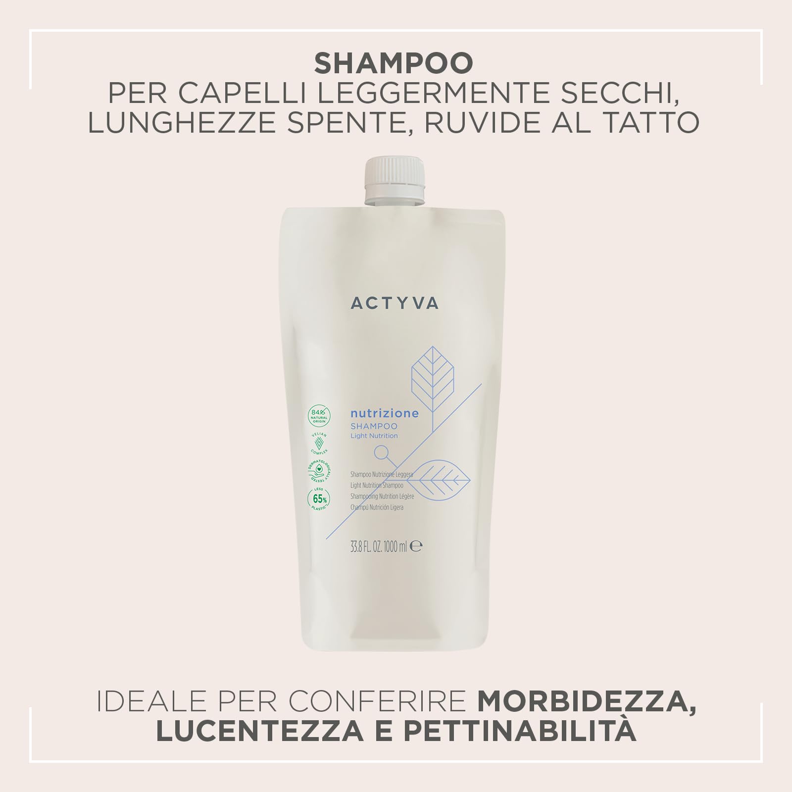 Actyva - Nutrizione Shampoo, Azione Nutriente e Protettiva per Capelli Secchi e Sensibilizzati, con Avena e Olio di Oliva - 1000 ml