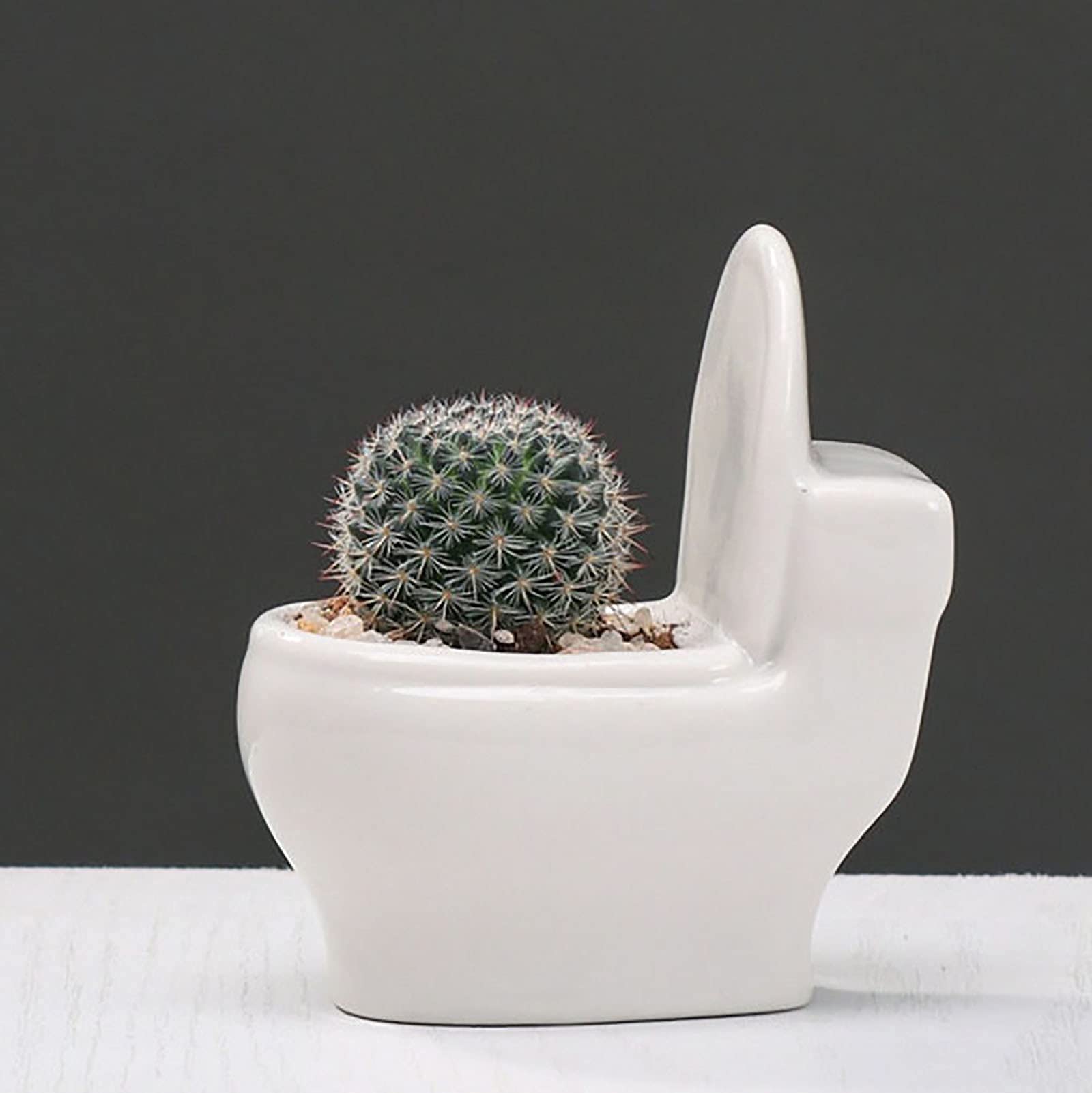 Keramische Kleine Man Plast Succulente Plantenbak Binnen Buiten Tuindecoratie Kantoor Desktop (BLACK